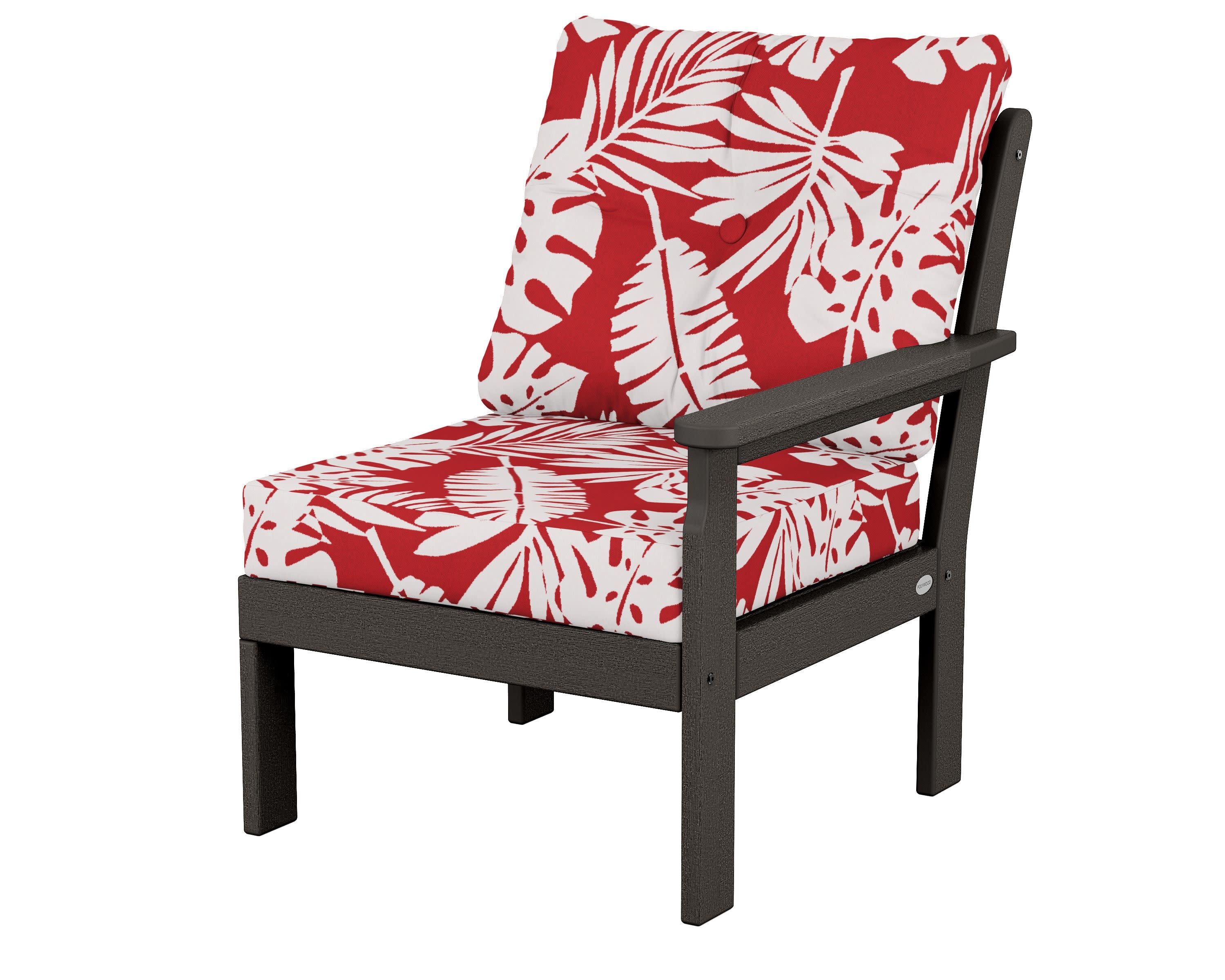 Vineyard Modular Right Arm Chair in Vintage Coffee / Leaf Crimson