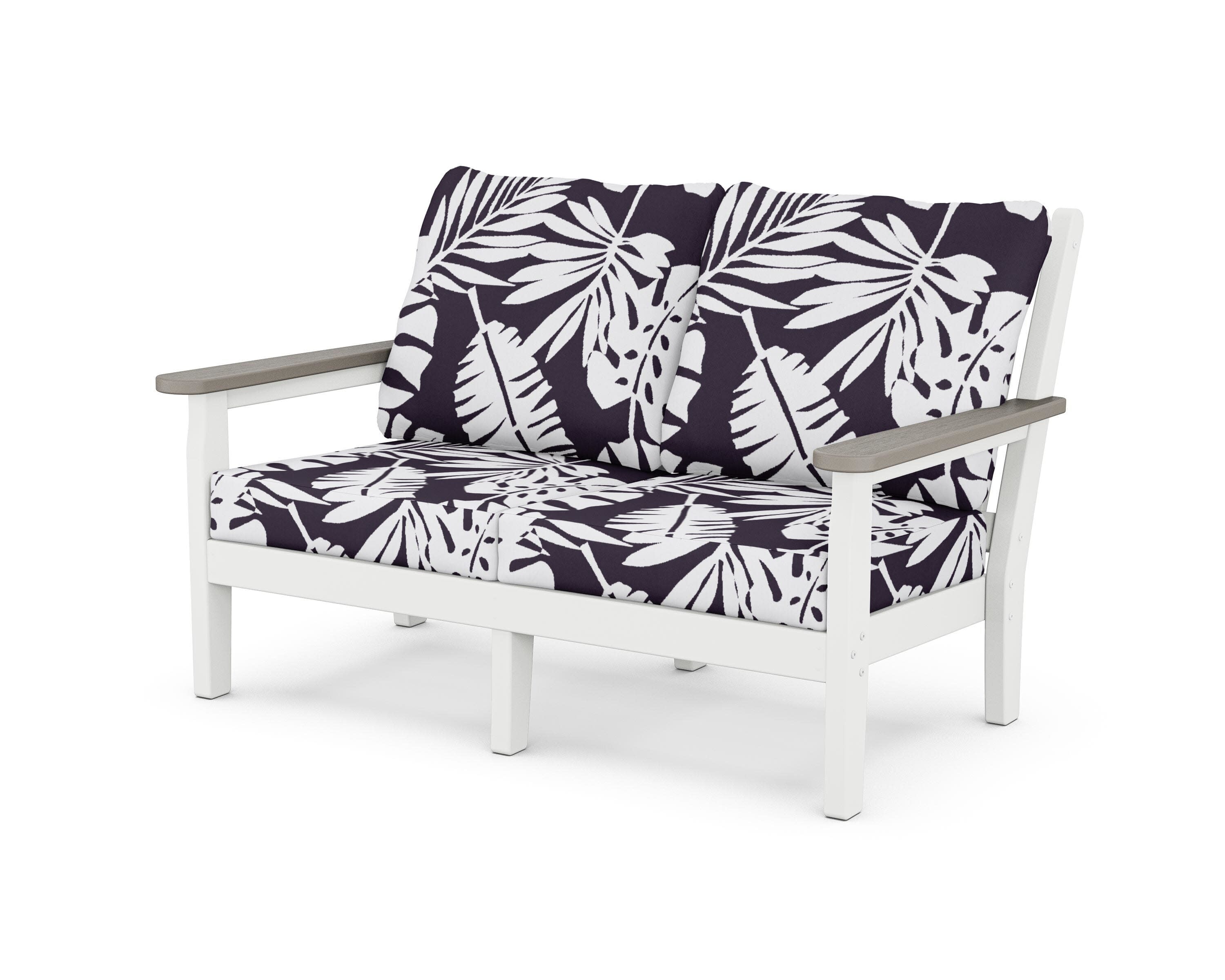 Chippendale Deep Seating Loveseat in White / Driftwood / Leaf Navy