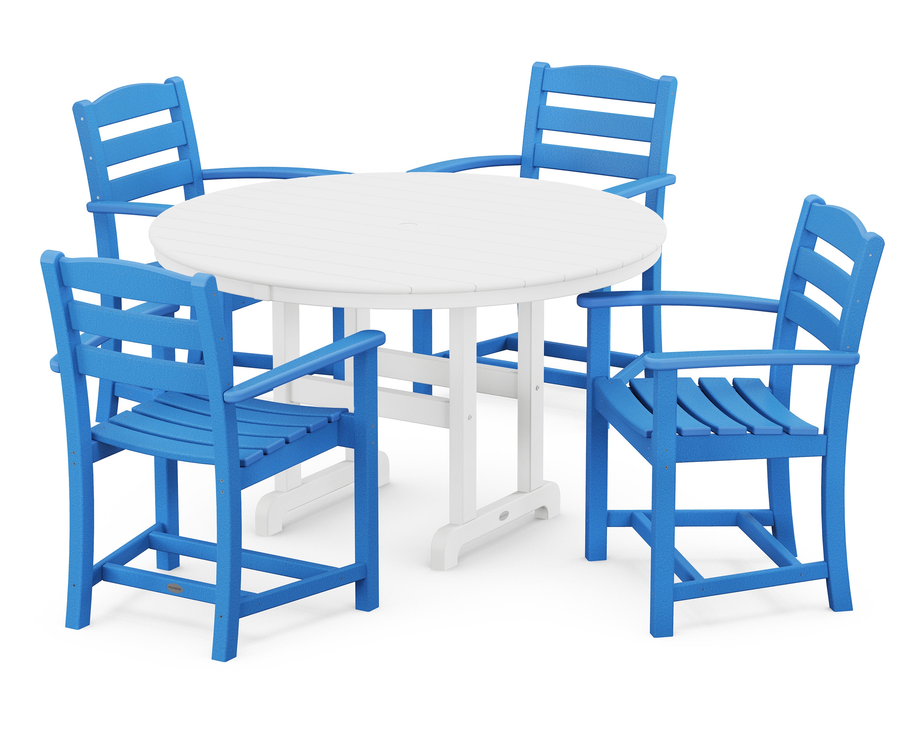 La Casa Caf 5-Piece Round Farmhouse Dining Set in Pacific Blue / White