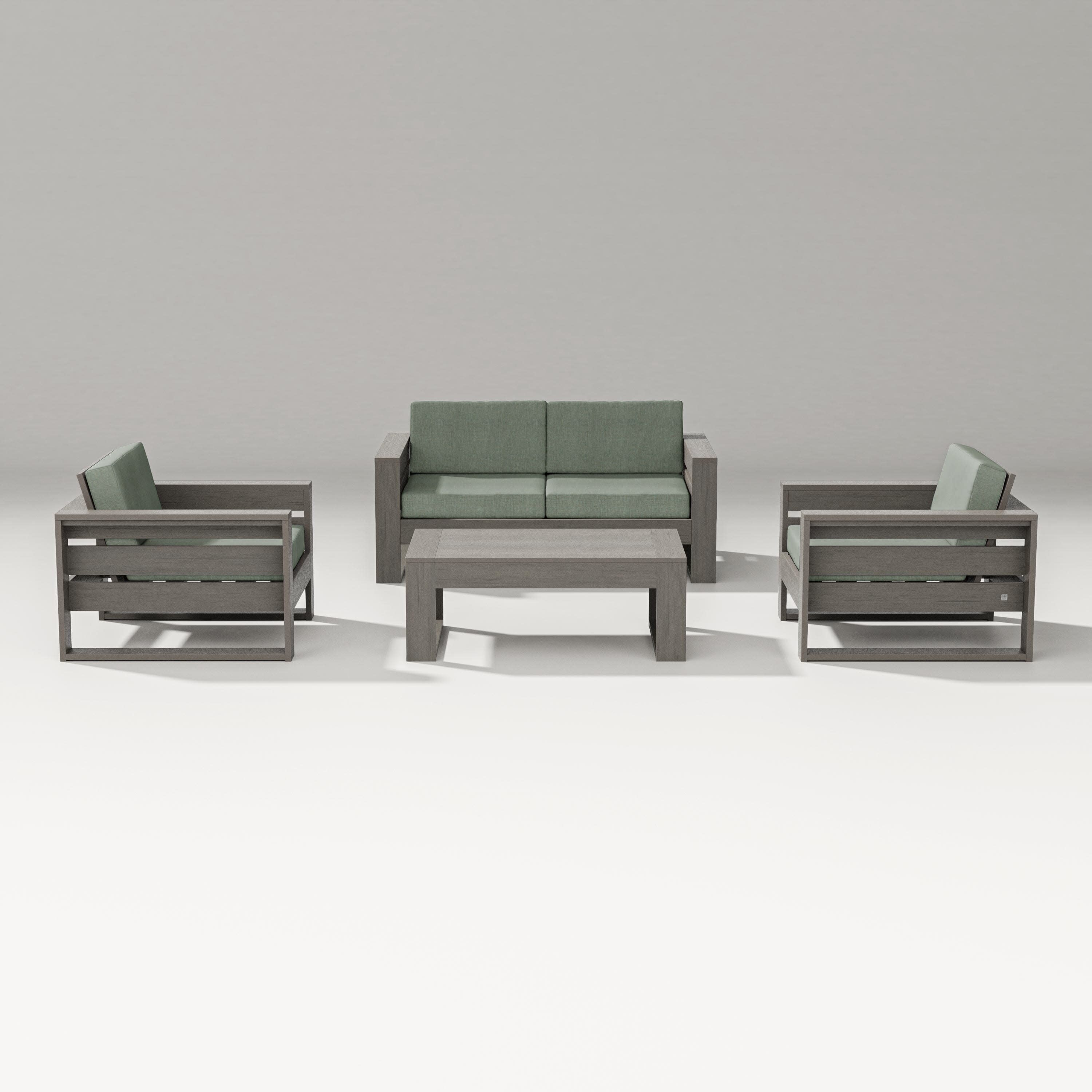 Latitude 4-Piece Lounge Loveseat Set in Driftwood / Cast Sage