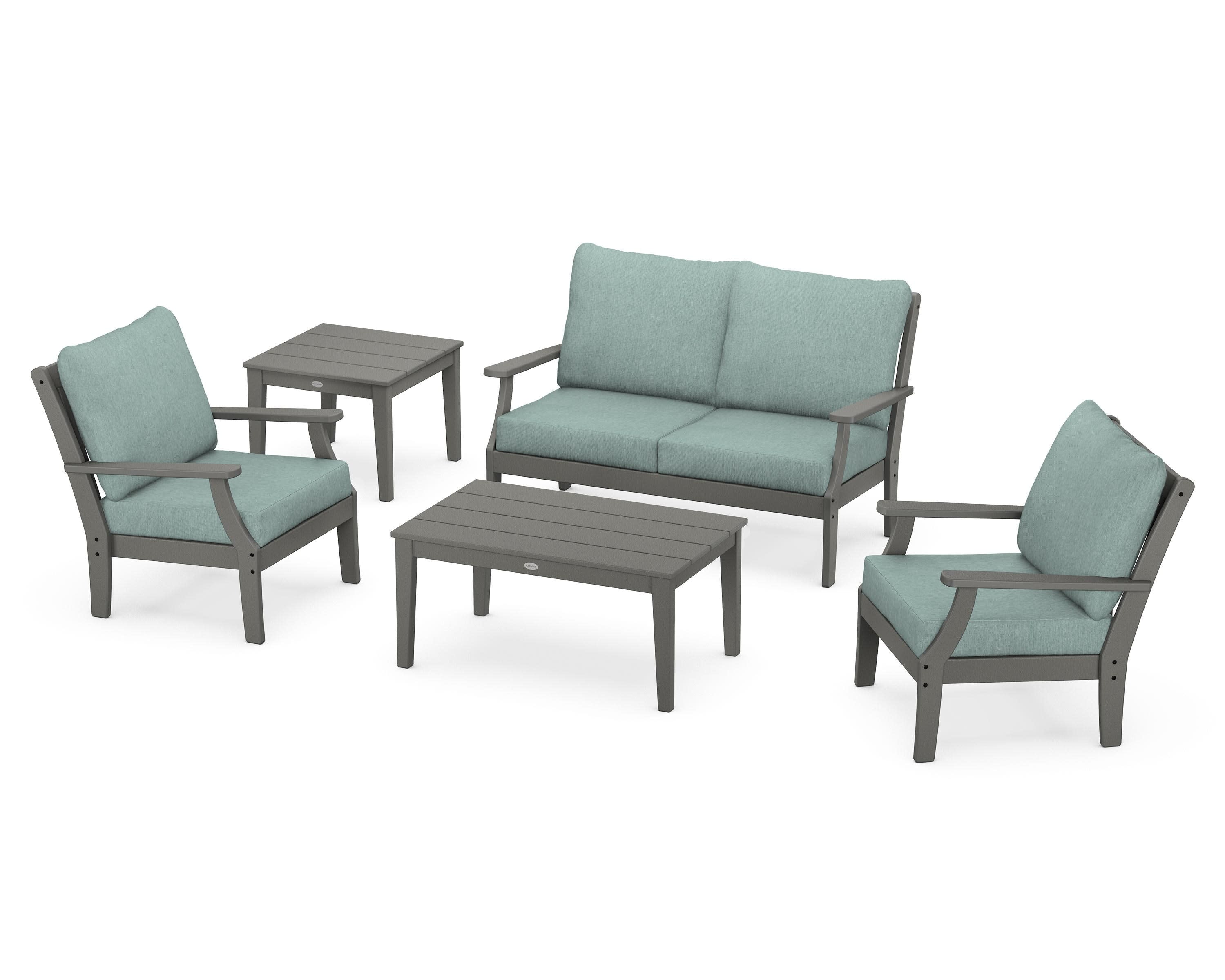 Braxton 5-Piece Deep Seating Set in Slate Grey / Glacier Spa