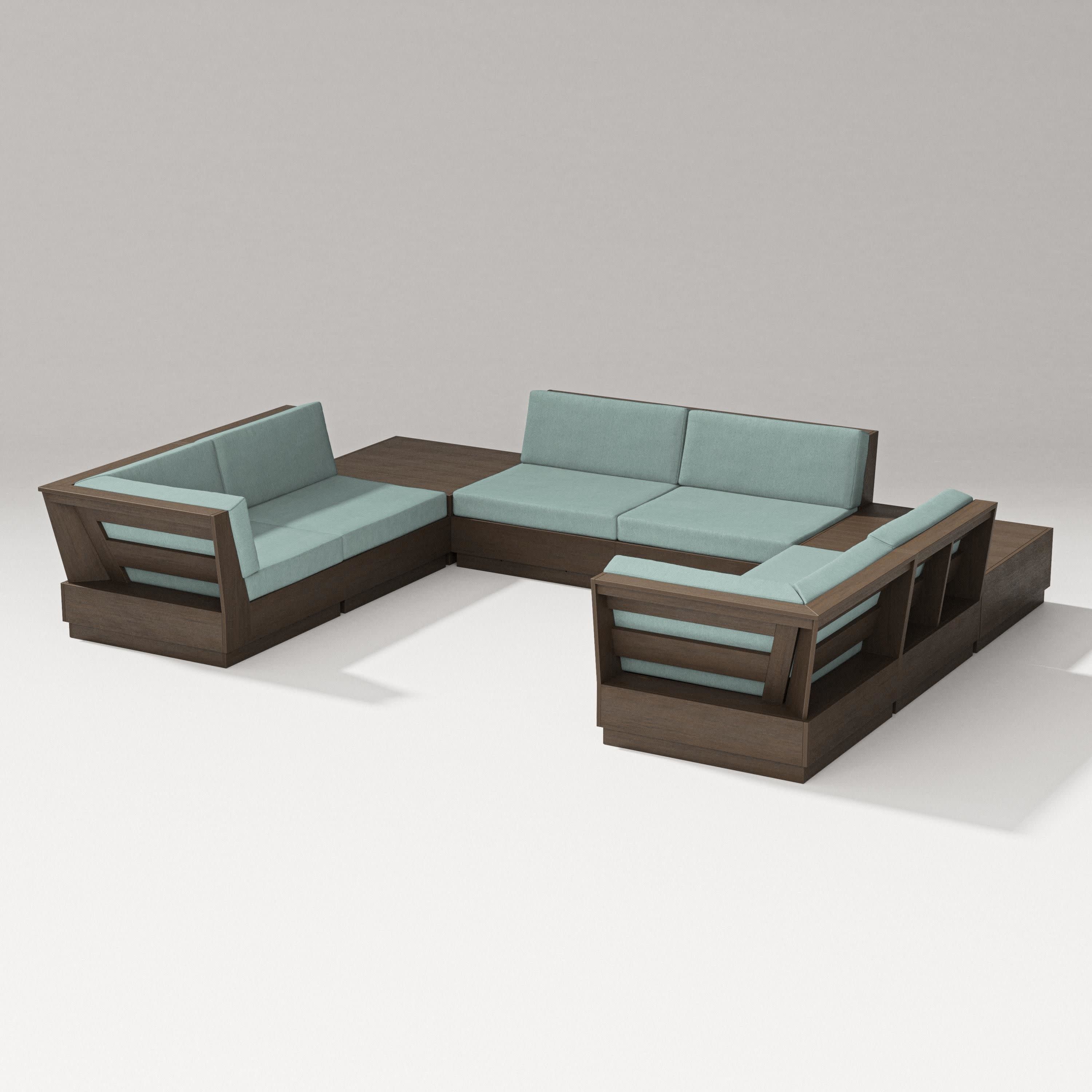 Elevate 8-Piece U-Shaped Sectional in Kona / Glacier Spa