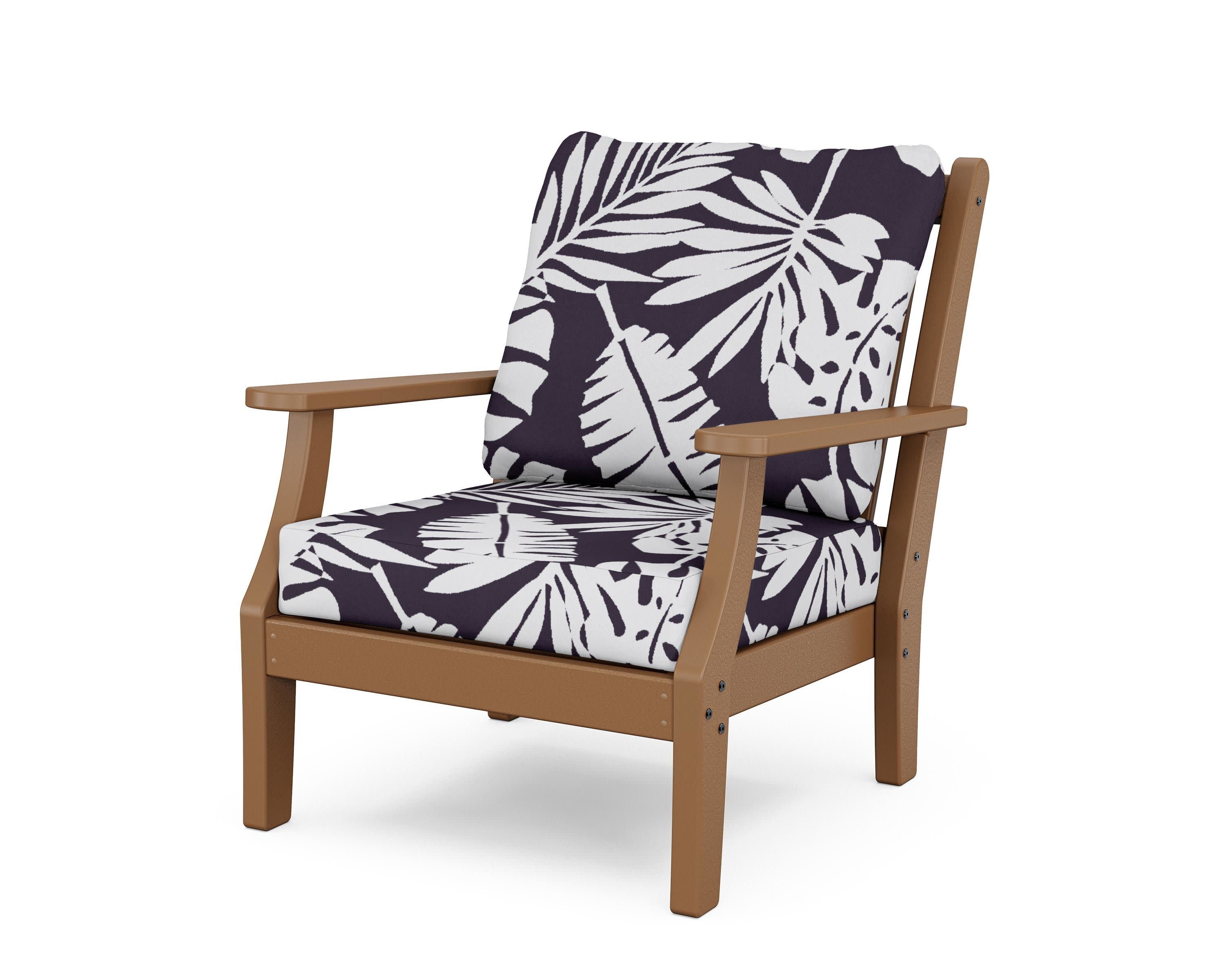 Wovendale Deep Seating Chair in Teak / Leaf Navy