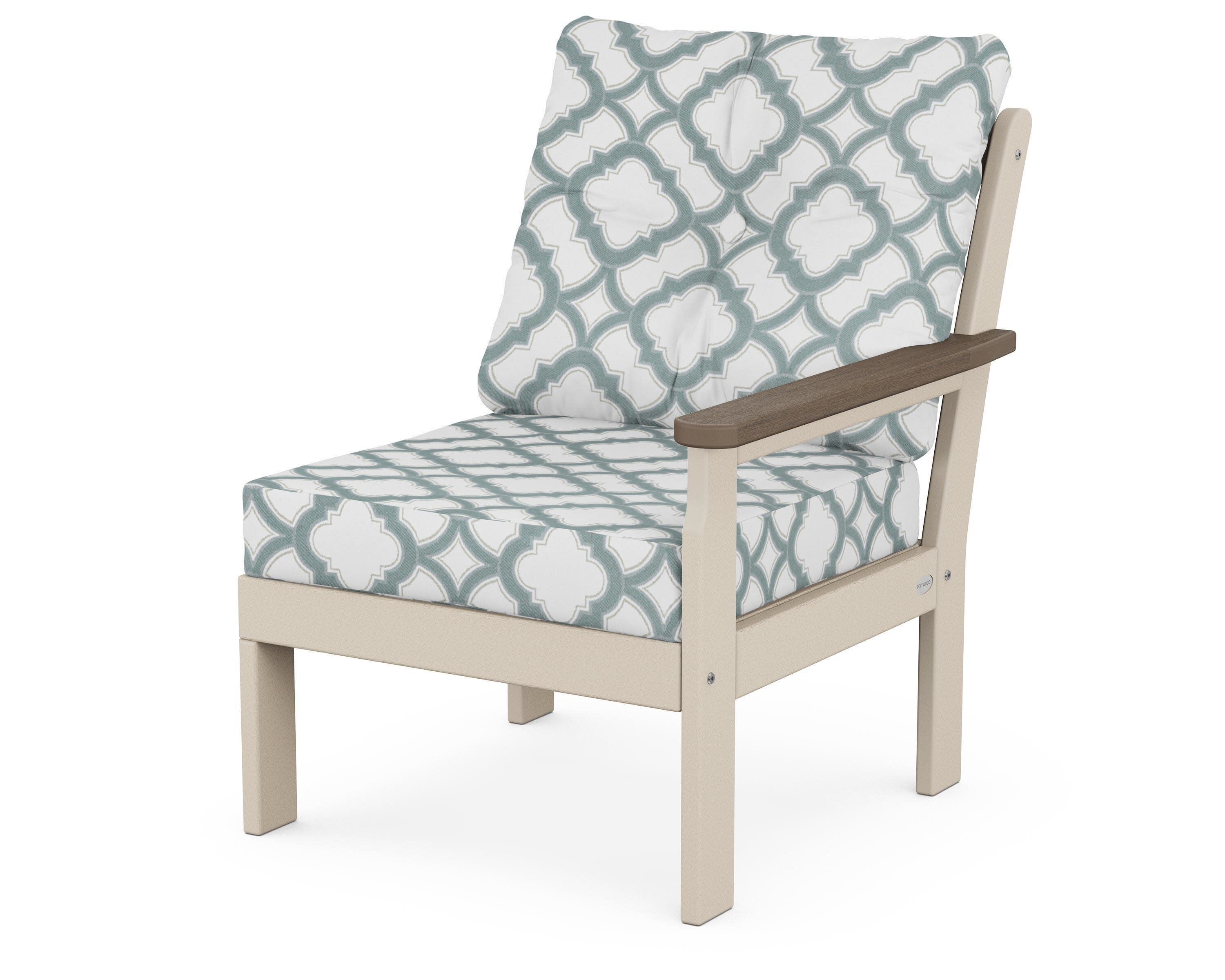 Vineyard Modular Right Arm Chair in Sand / Kona / Trellis Glacier Spa