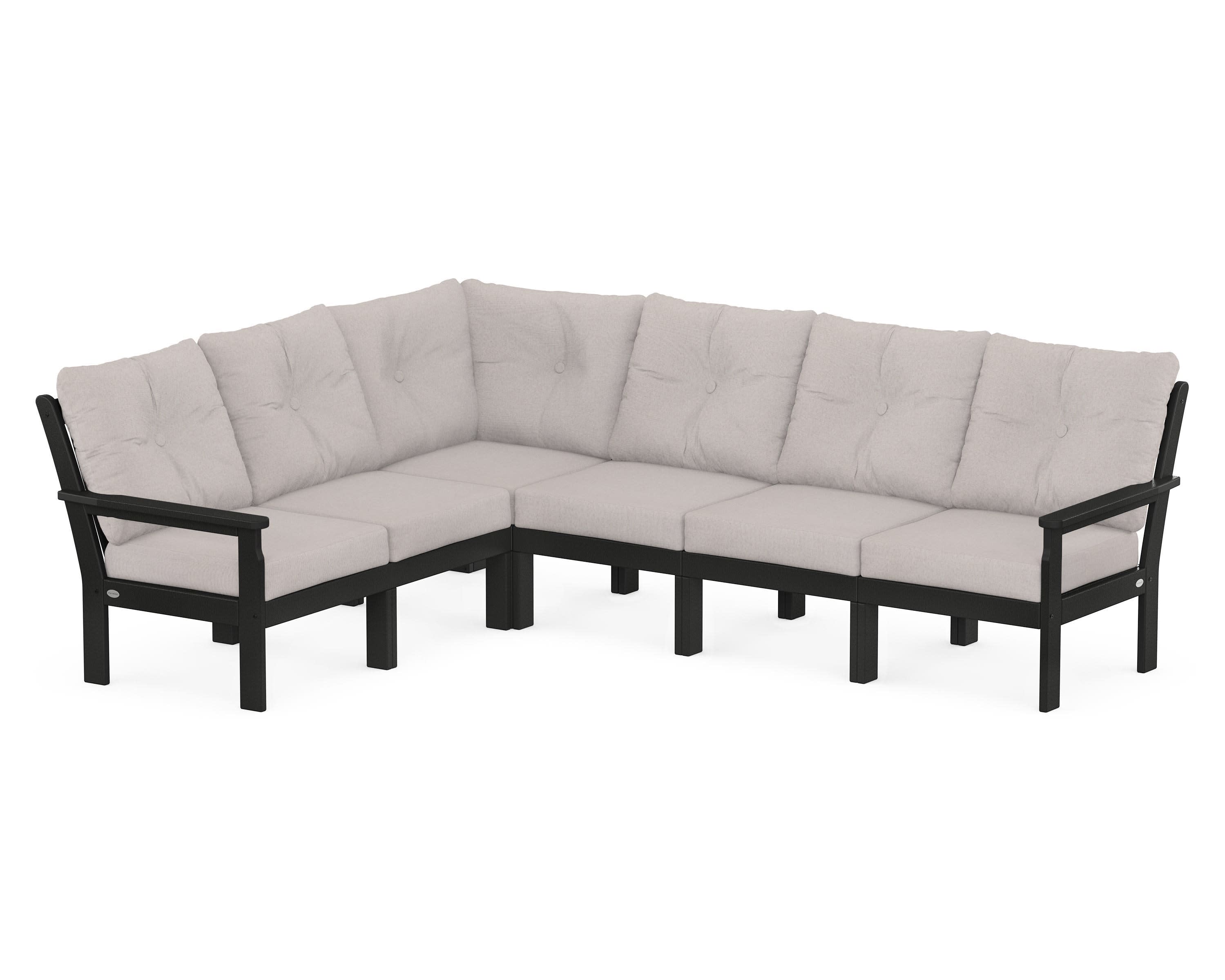 Vineyard 6-Piece Sectional in Black / Dune Burlap