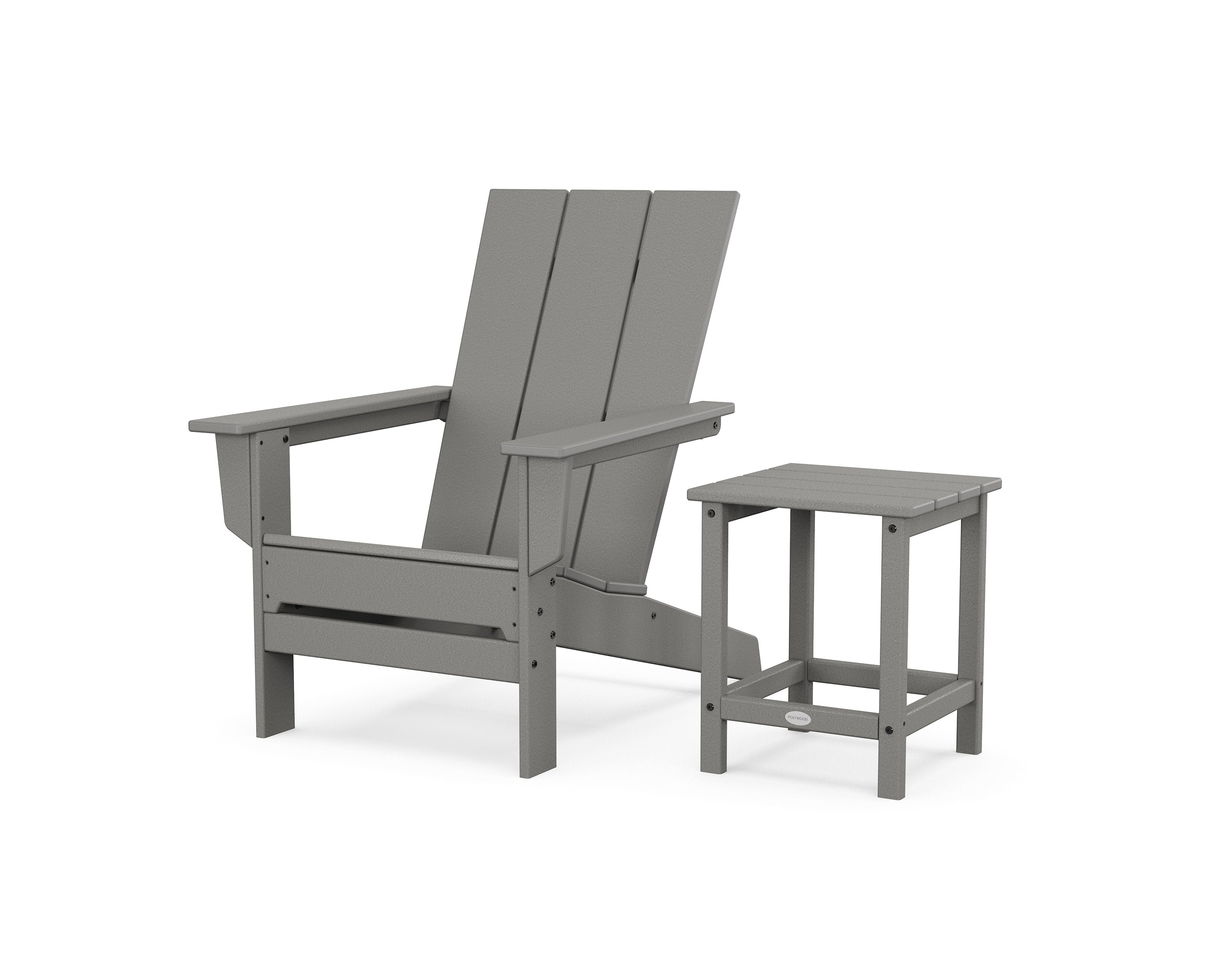 Modern Studio Adirondack Chair with Side Table in Slate Grey