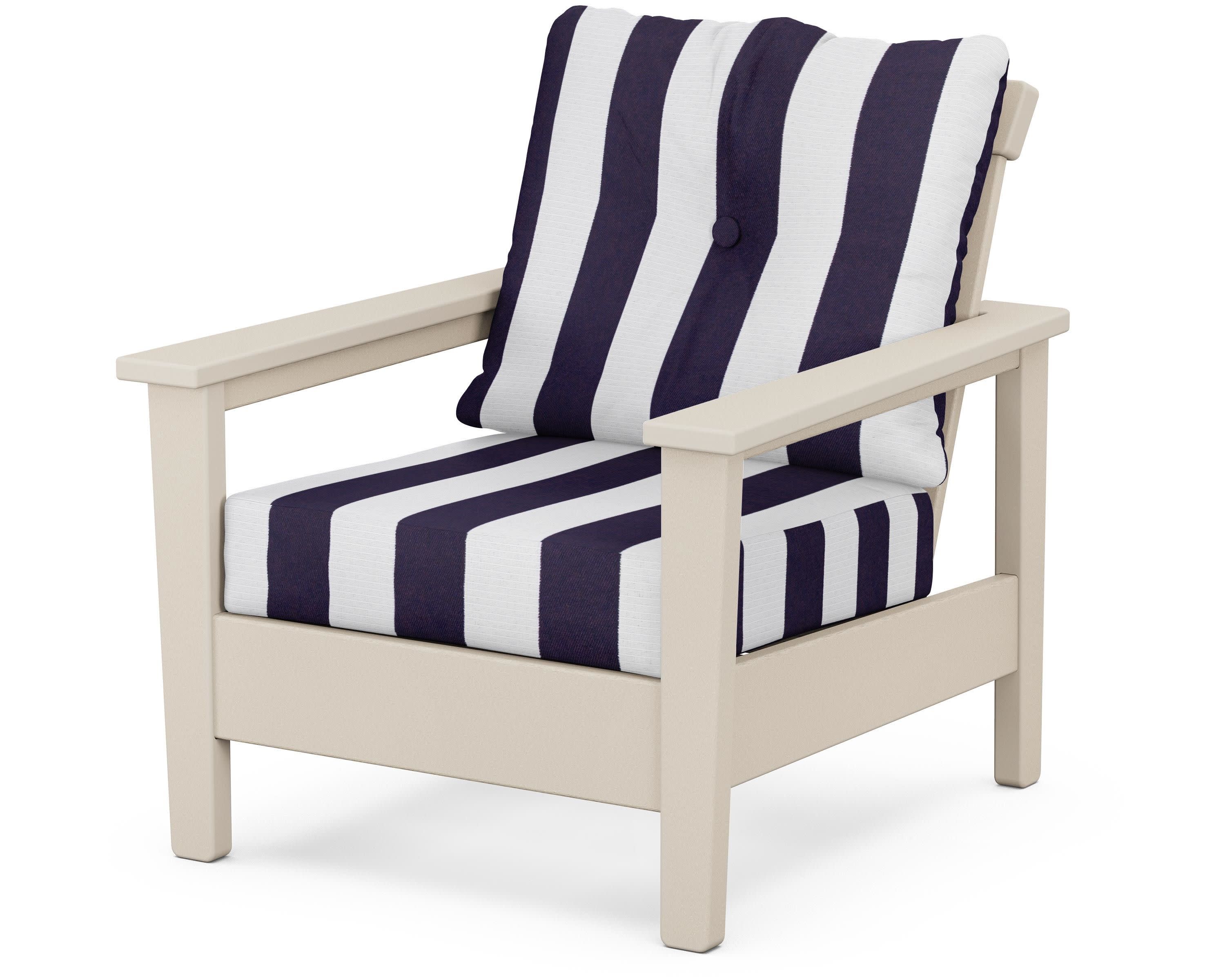 Prescott Deep Seating Chair in Sand / Cabana Stripe Navy