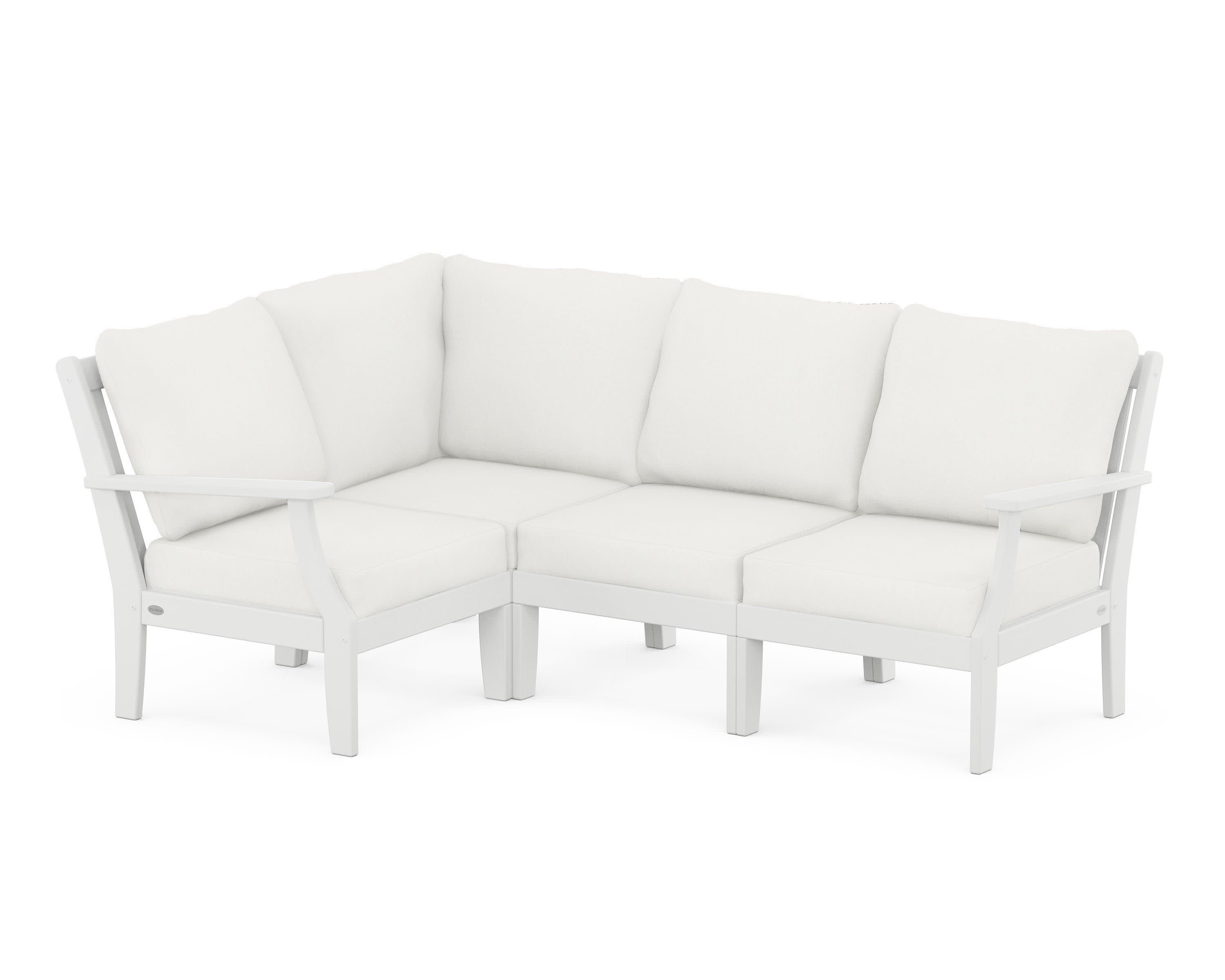 Braxton Modular 4-Piece Deep Seating Set in White / Natural Linen