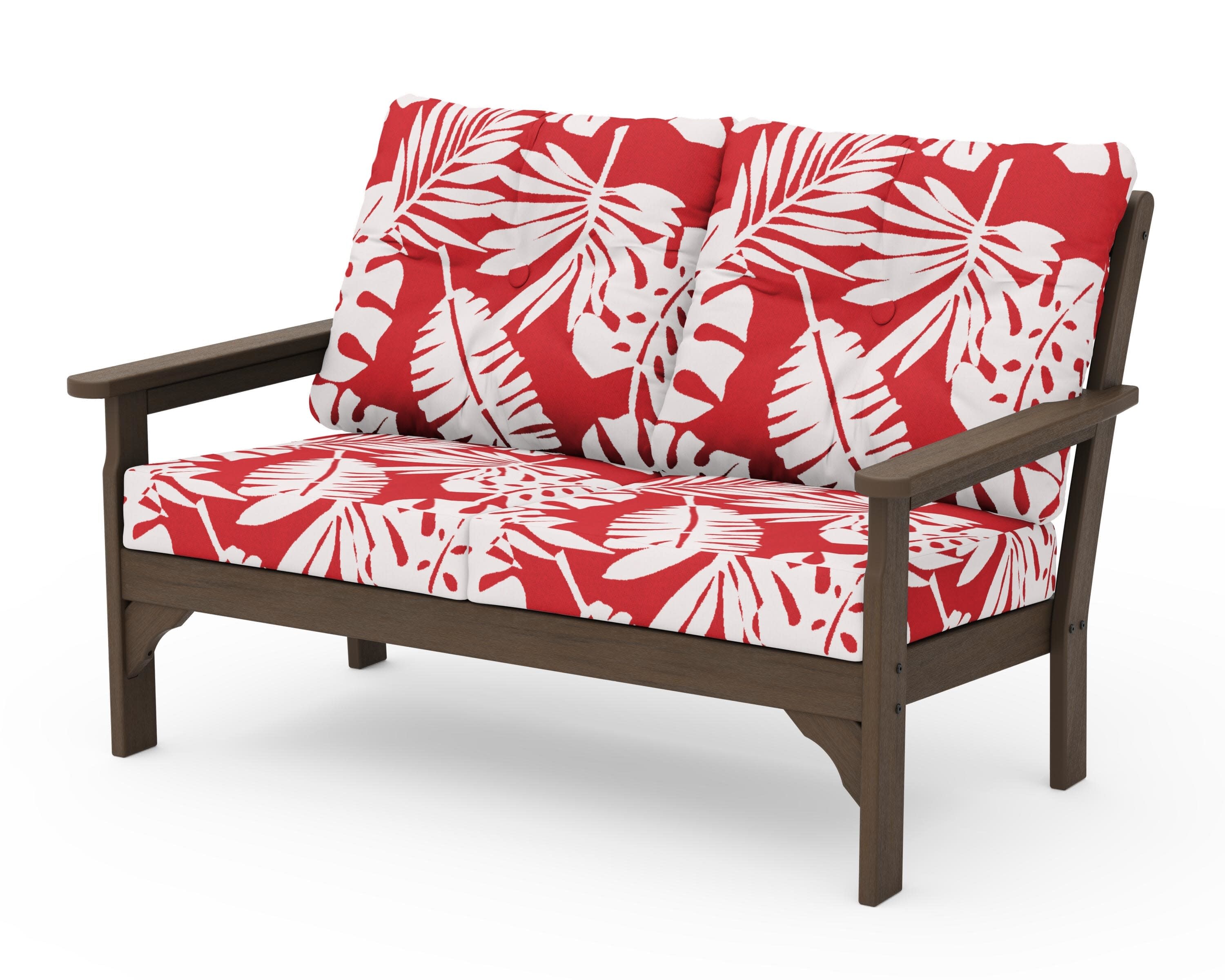 Vineyard Deep Seating Loveseat in Kona / Leaf Crimson