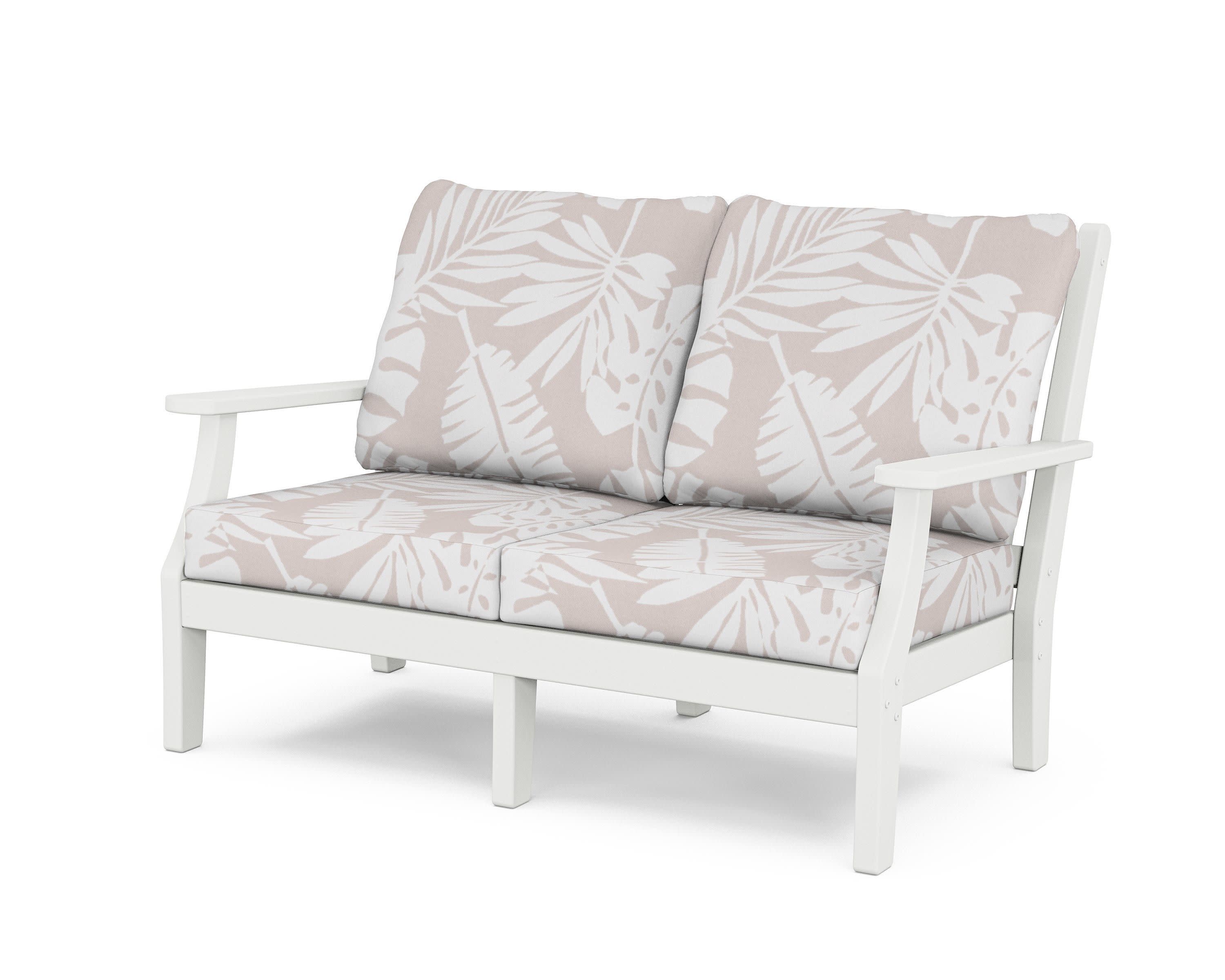 Wovendale Deep Seating Loveseat in White / Leaf Dune Burlap