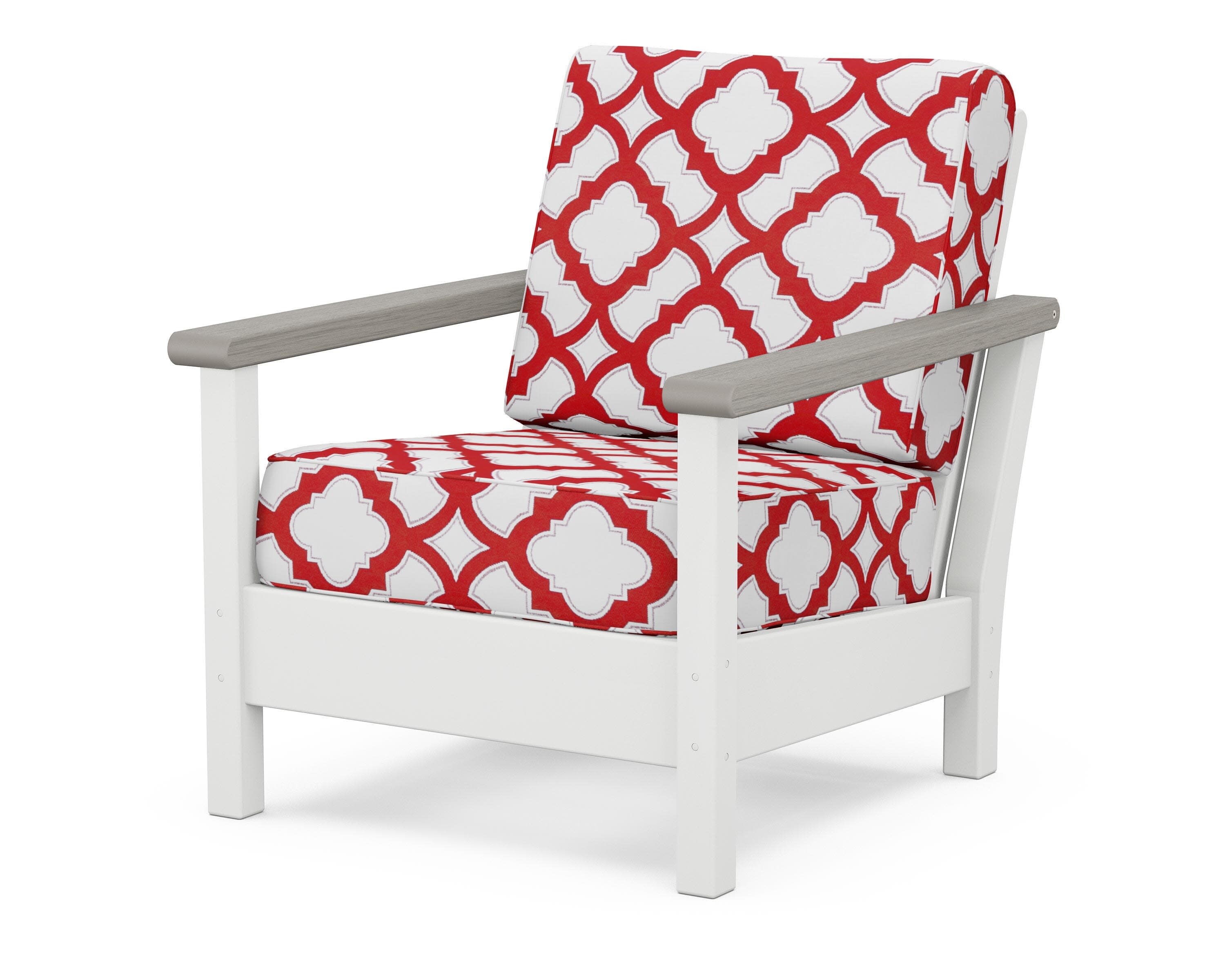 Harbour Deep Seating Chair in White / Driftwood / Trellis Crimson