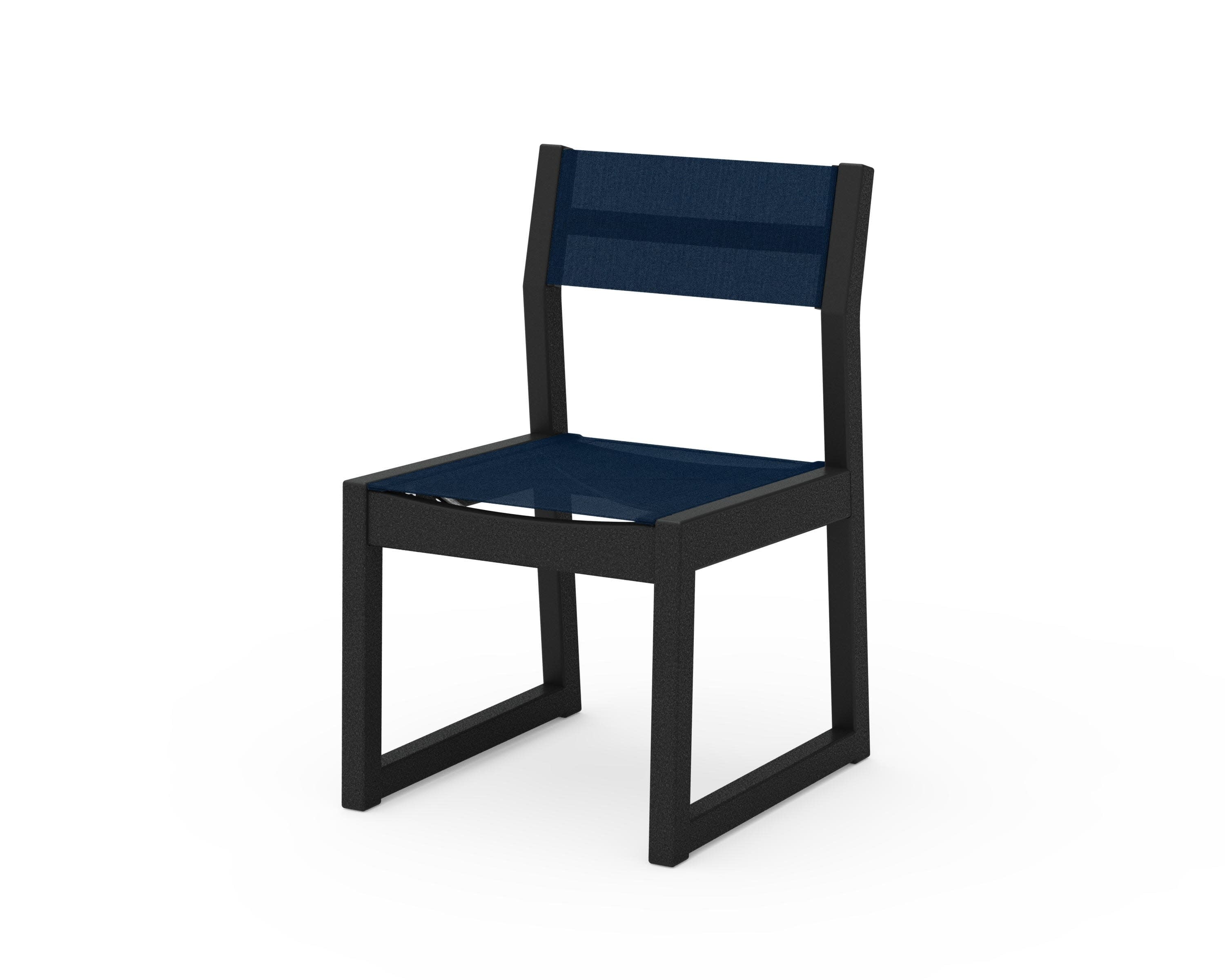 EDGE Sling Dining Side Chair in Black / Navy Blue Sling