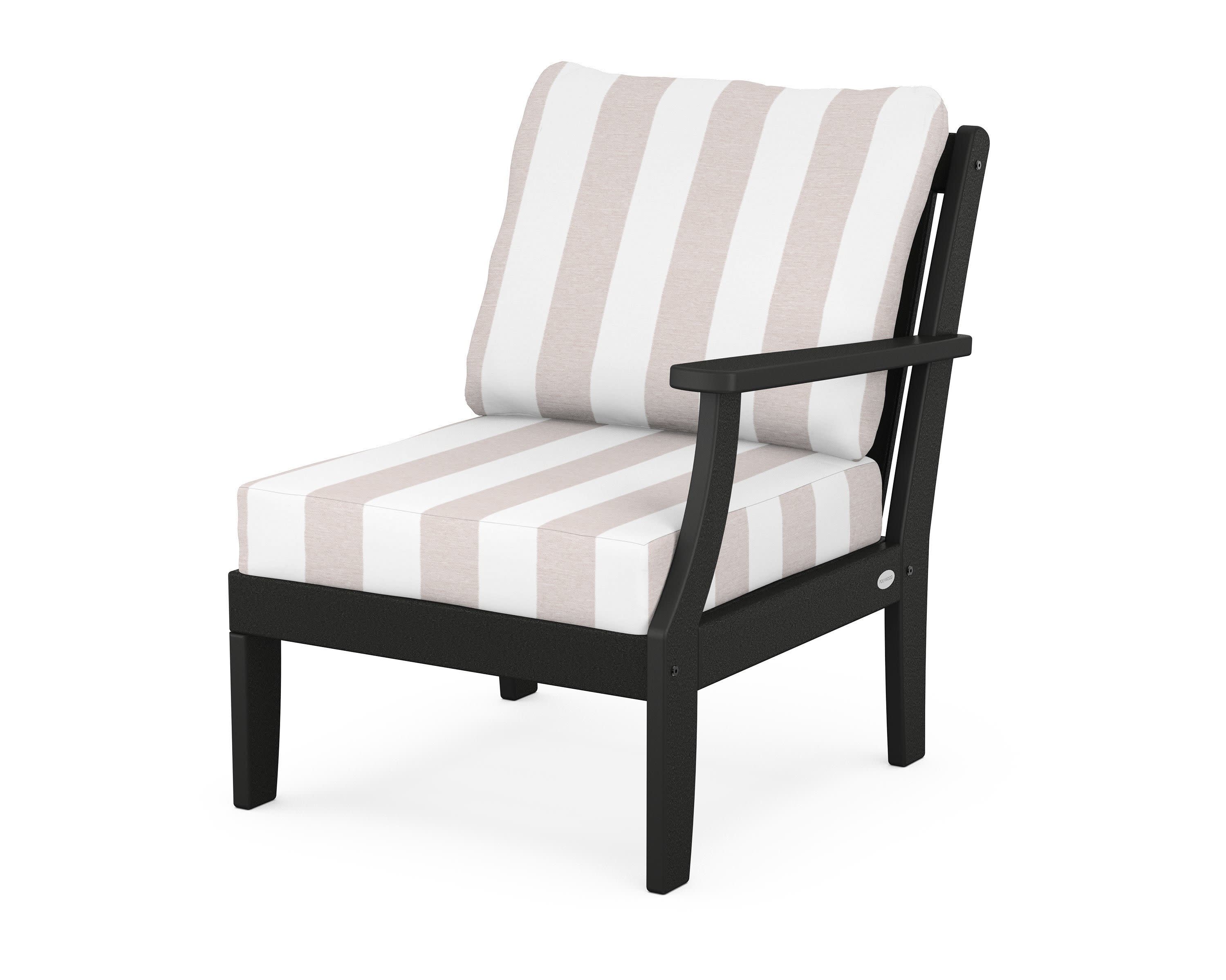 Braxton Modular Right Arm Chair in Black / Cabana Stripe Dune Burlap