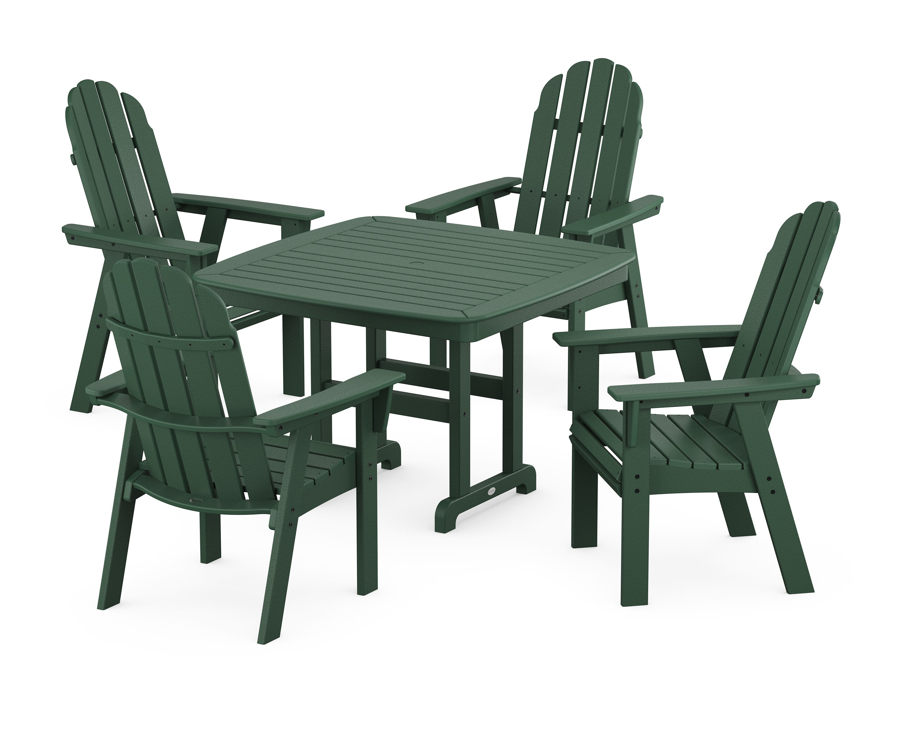 Vineyard Curveback Adirondack 5-Piece Dining Set in Green