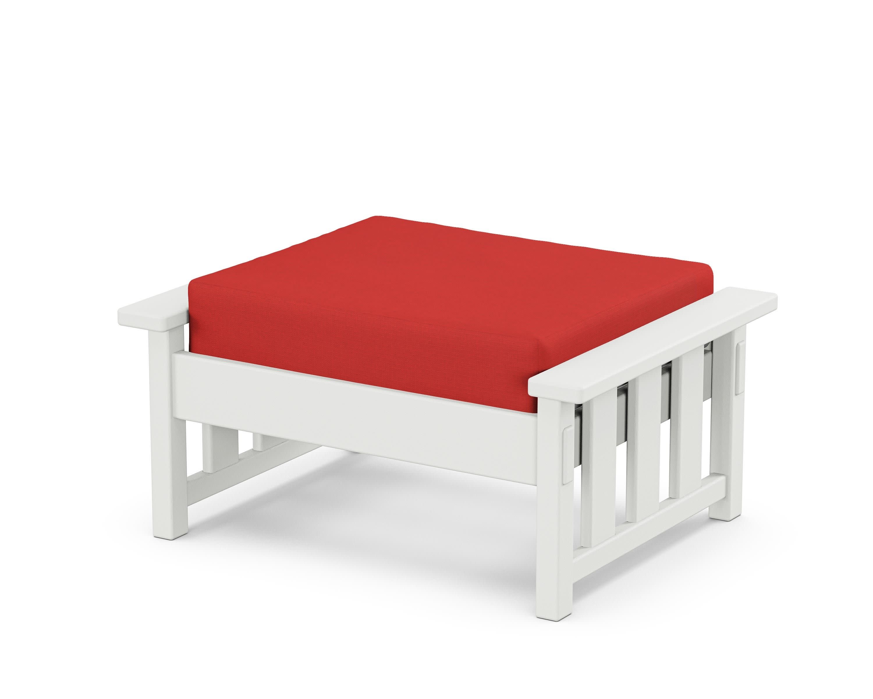 Acadia Deep Seating Ottoman in White / Crimson Linen