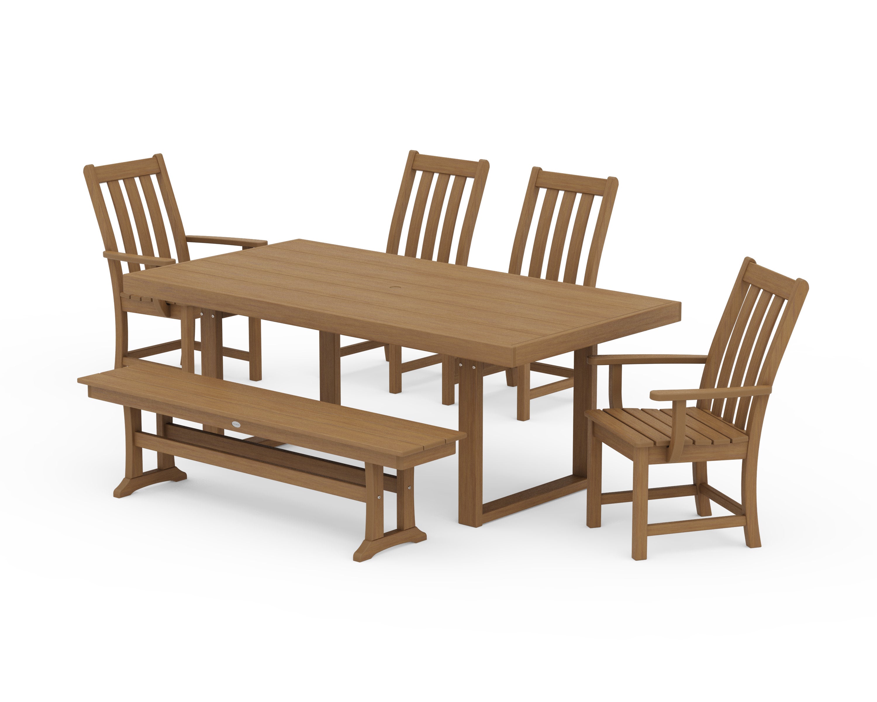 Vineyard 6-Piece Dining Set with Bench in Natural