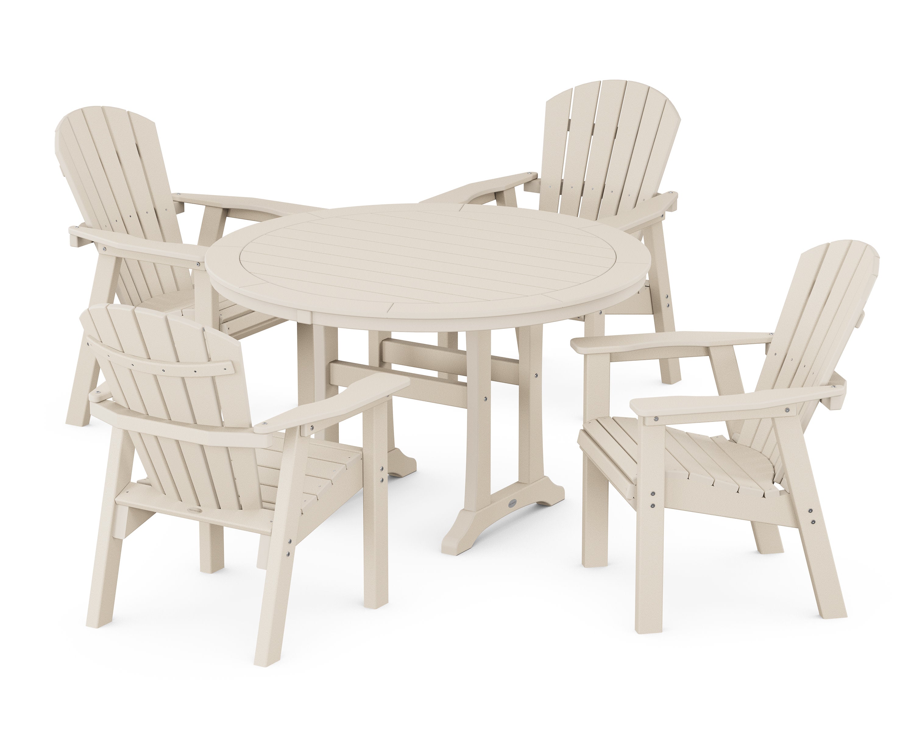 Seashell 5-Piece Round Dining Set with Trestle Legs in Sand