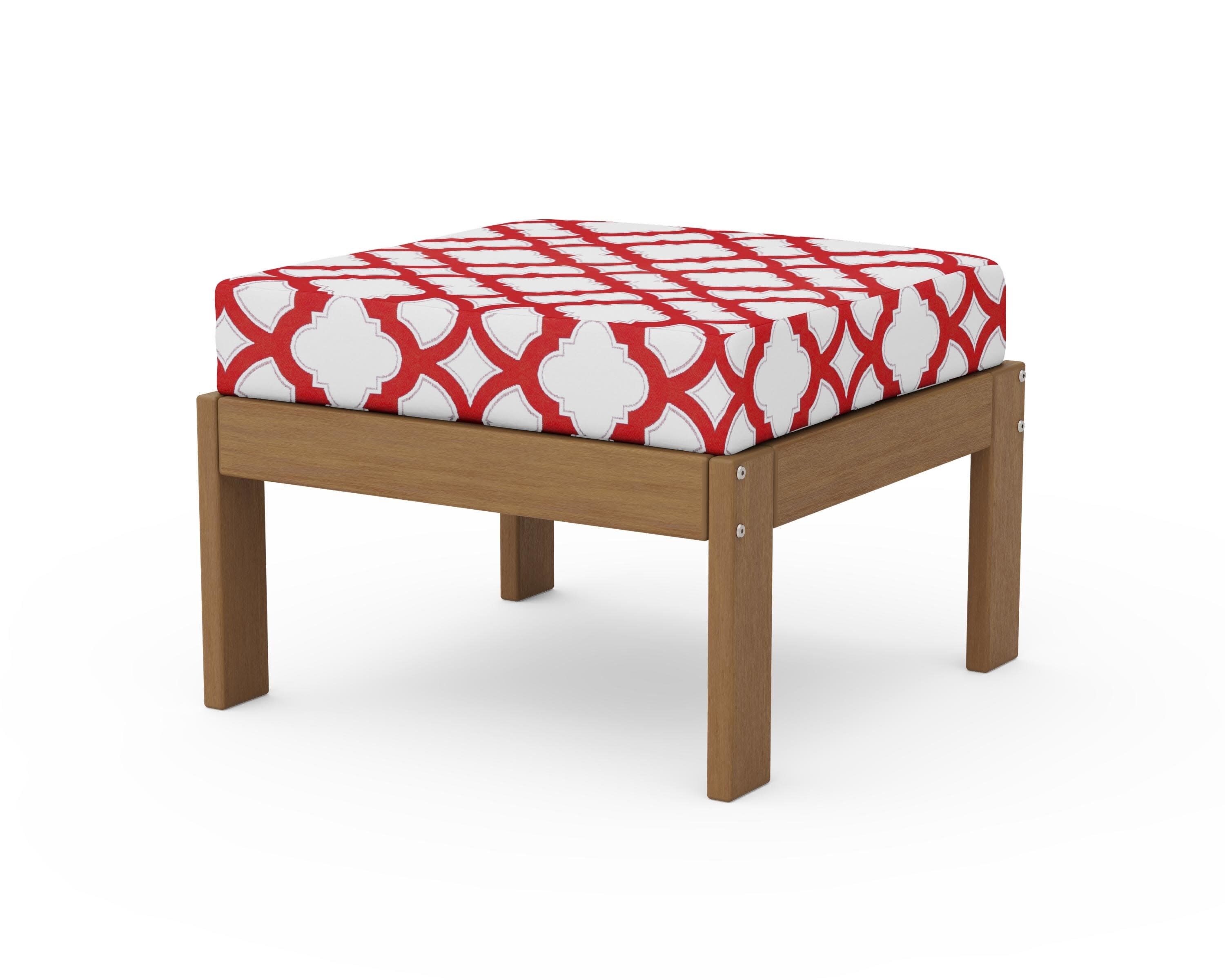 Vineyard Modular Ottoman in Natural / Trellis Crimson