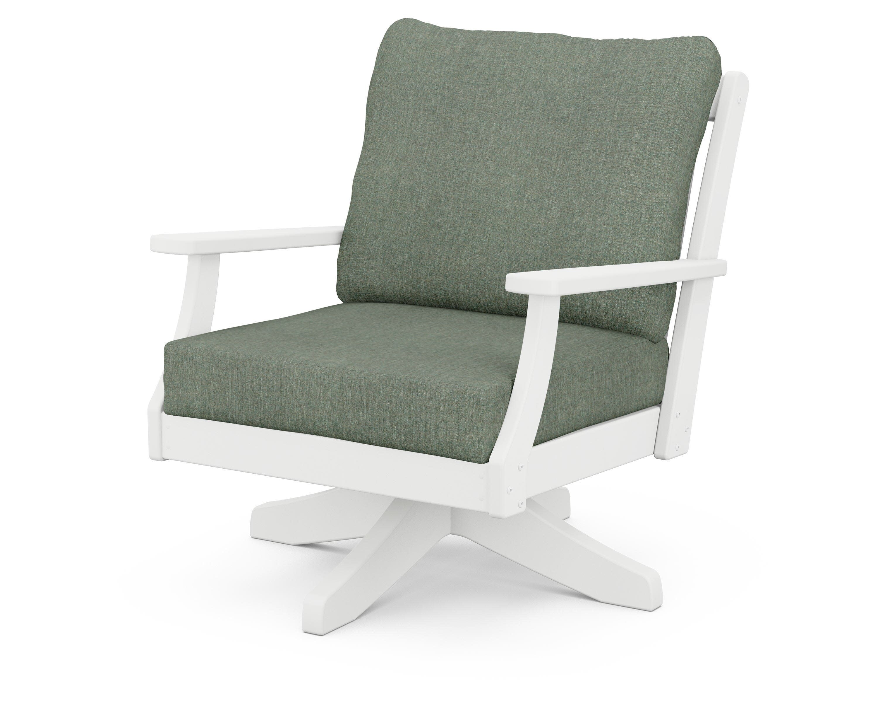 Braxton Deep Seating Swivel Chair in White / Cast Sage