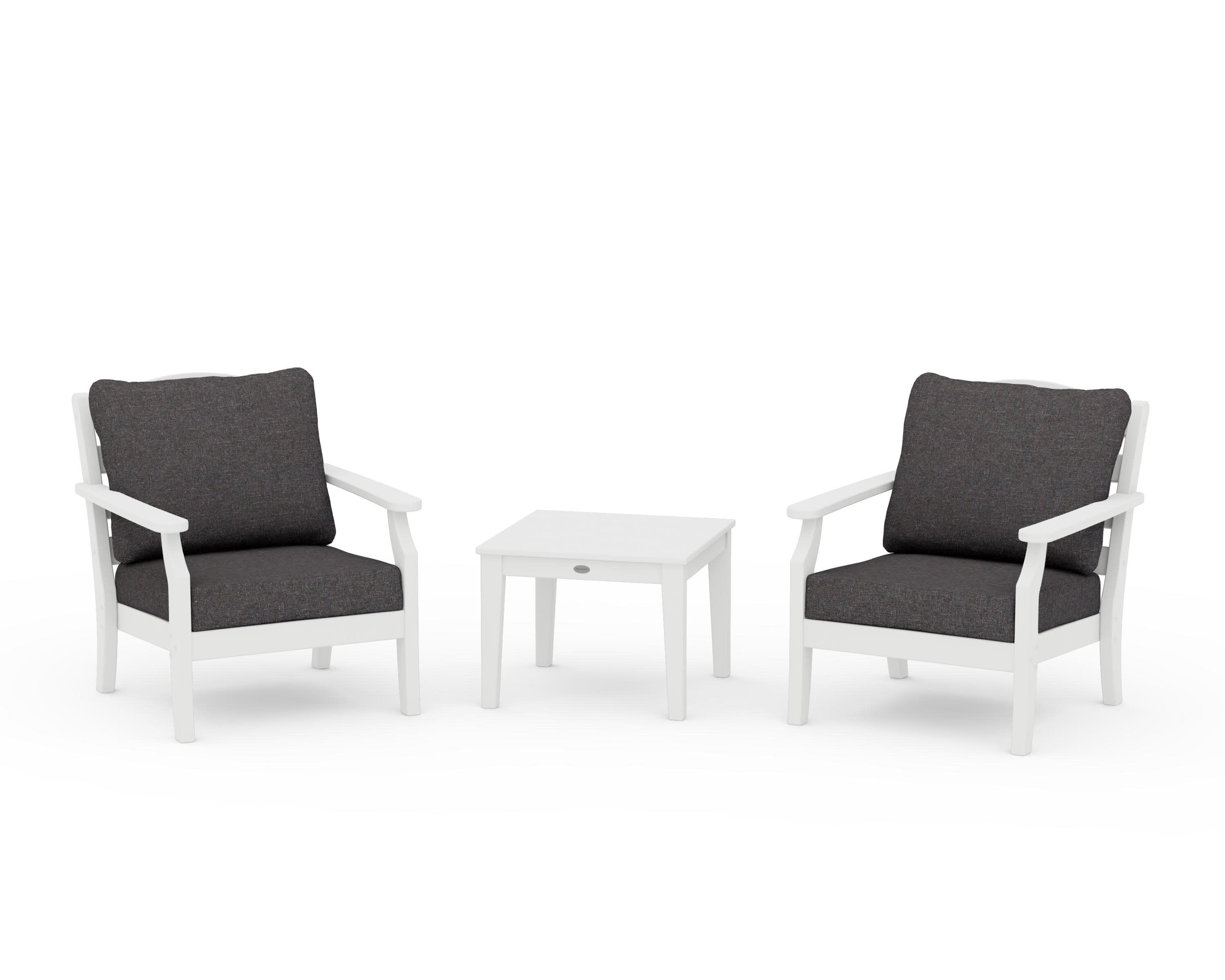 Savannah 3-Piece Deep Seating Set in White / Ash Charcoal