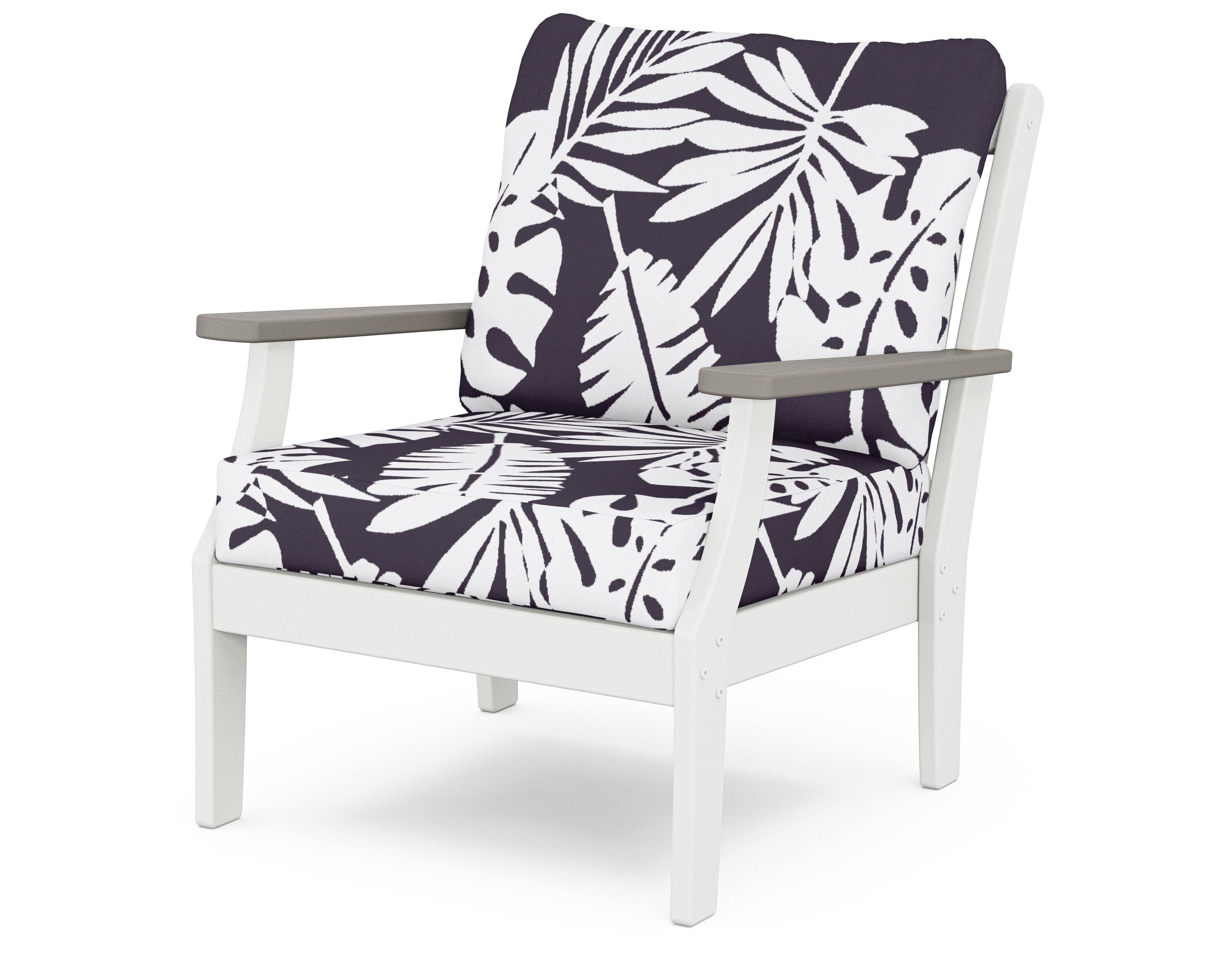 Braxton Deep Seating Chair in White / Driftwood / Leaf Navy