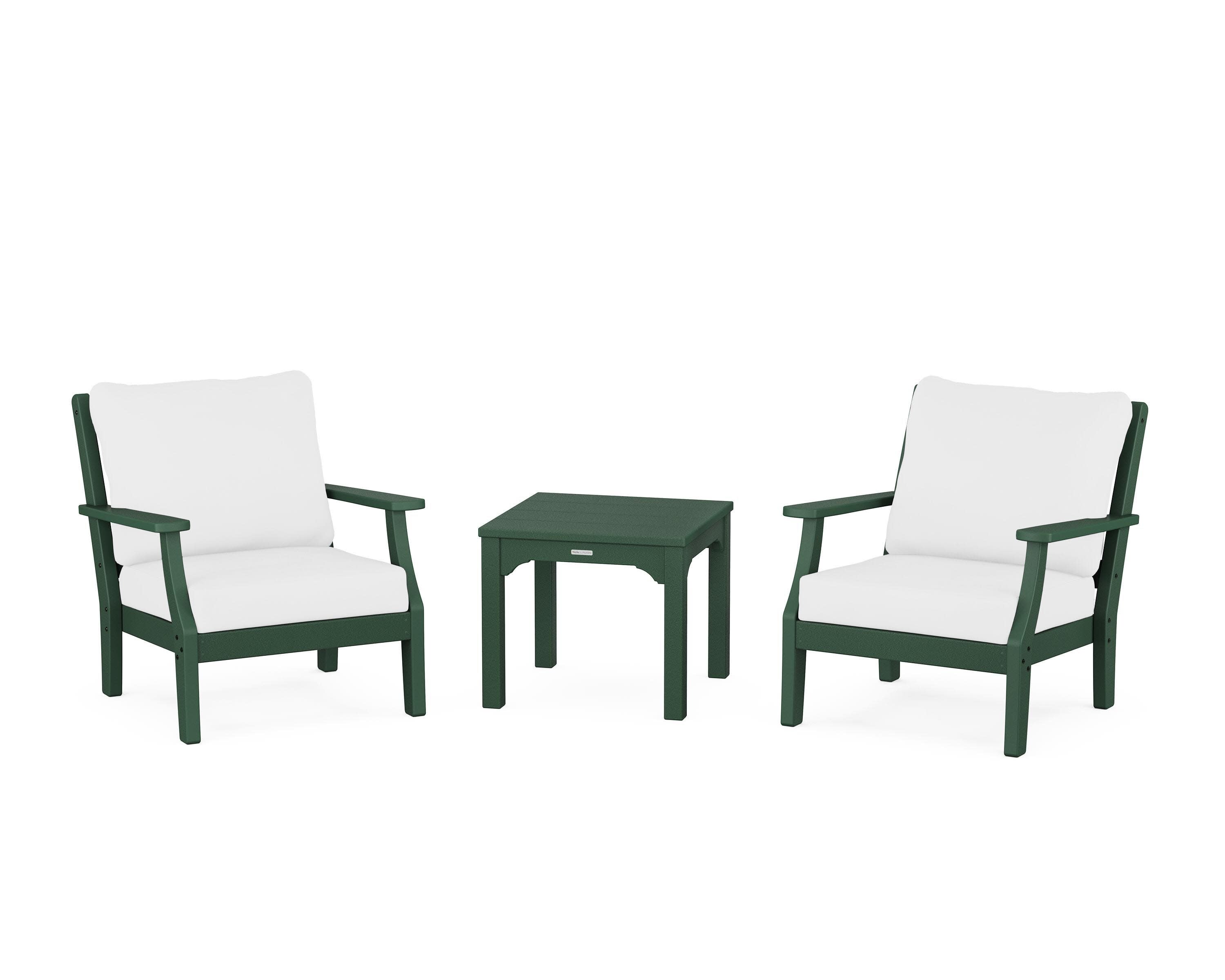 Chinoiserie 3-Piece Deep Seating Set in Green / Natural
