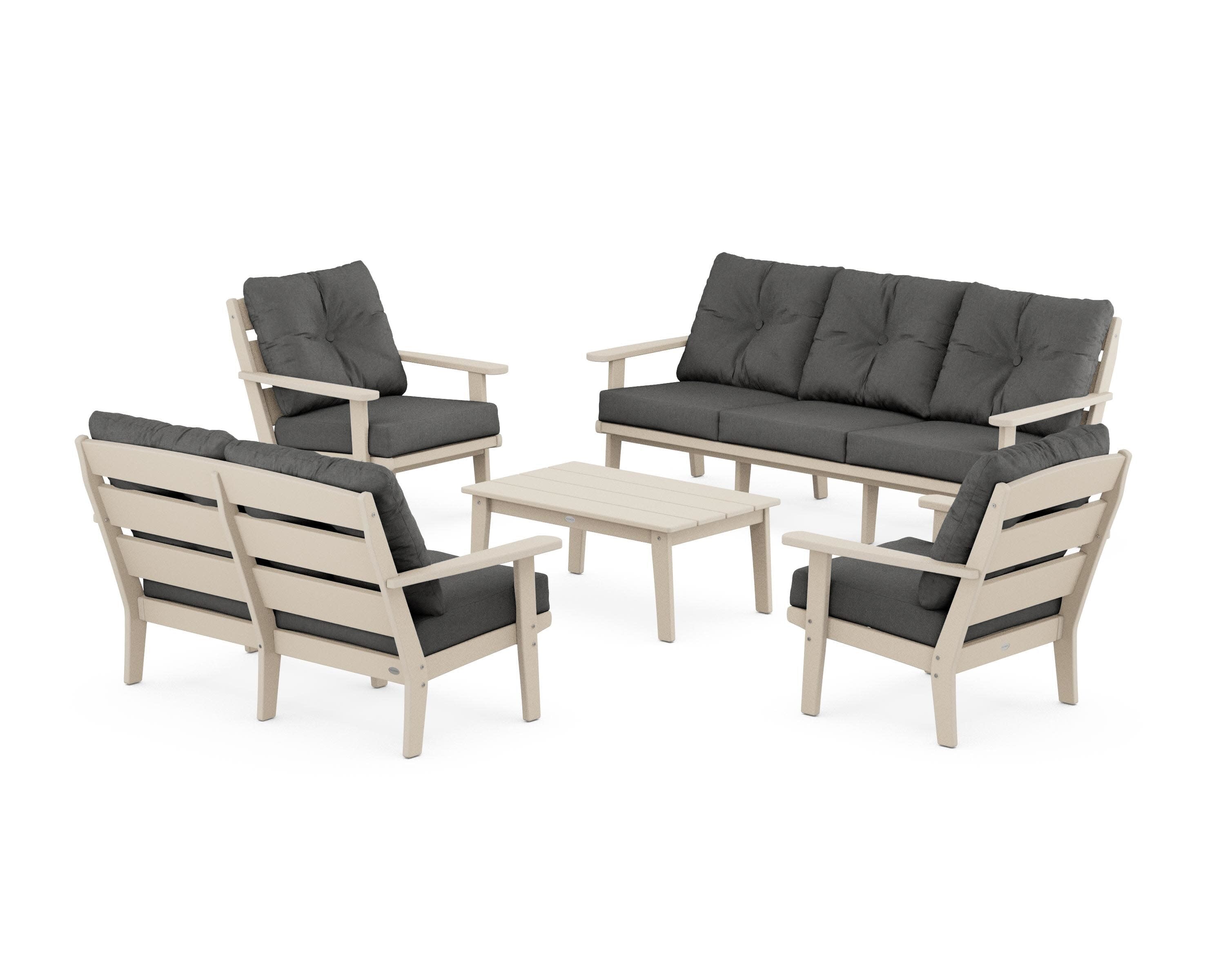 Lakeside 5-Piece Lounge Sofa Set in Sand / Spectrum Carbon