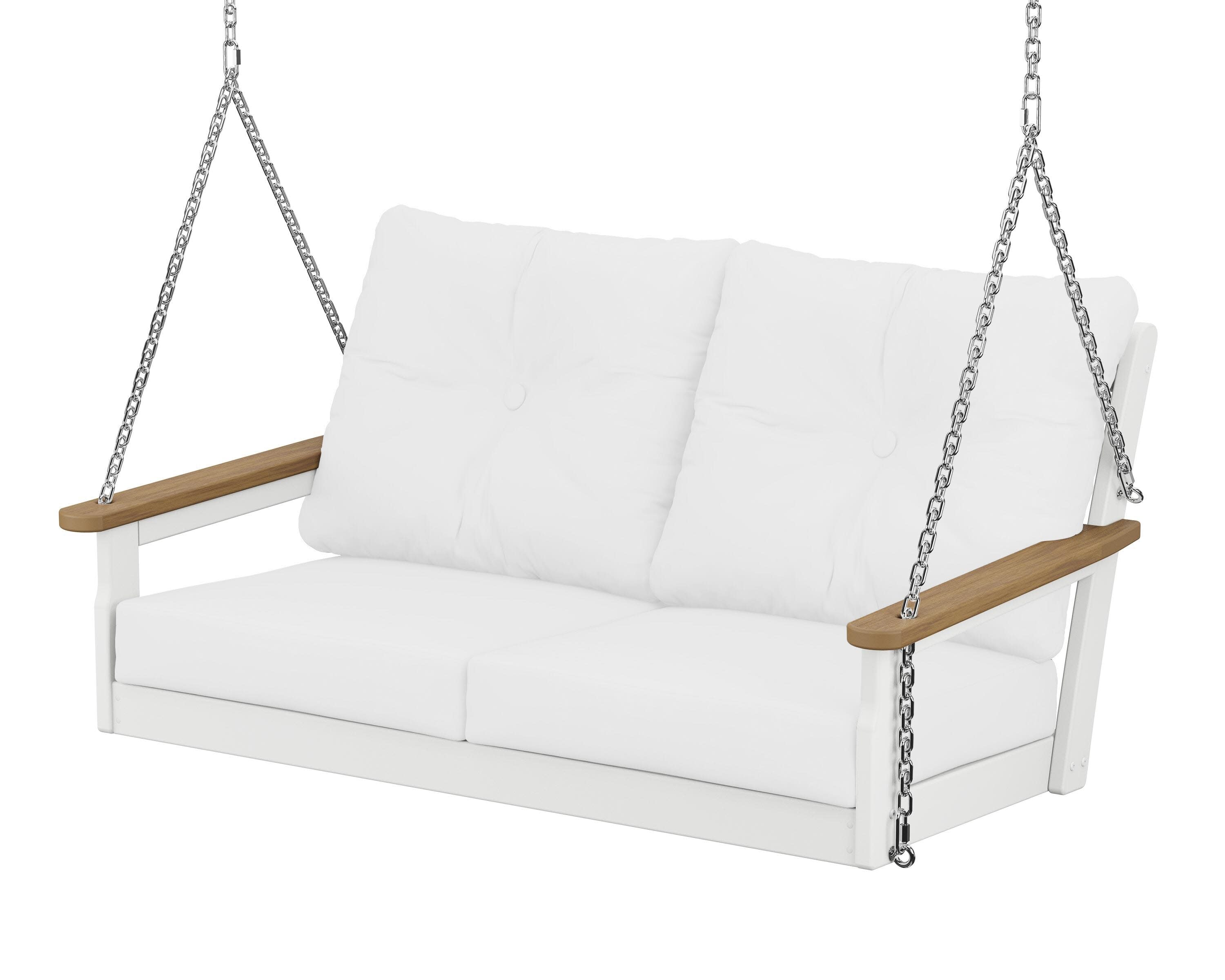 Vineyard Deep Seating Swing in White / Natural / Natural