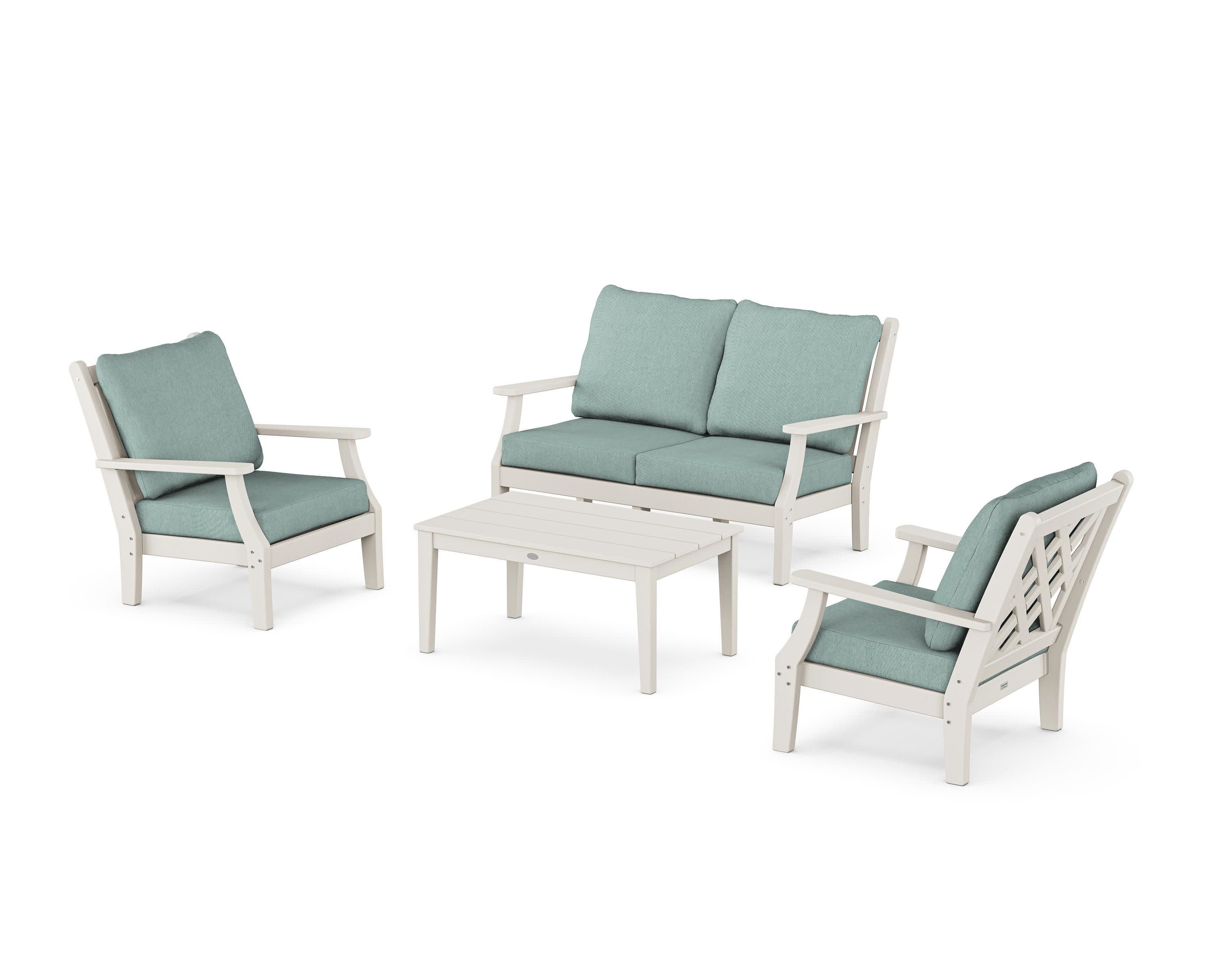 Wovendale 4-Piece Deep Seating Set with Loveseat in Sand / Glacier Spa