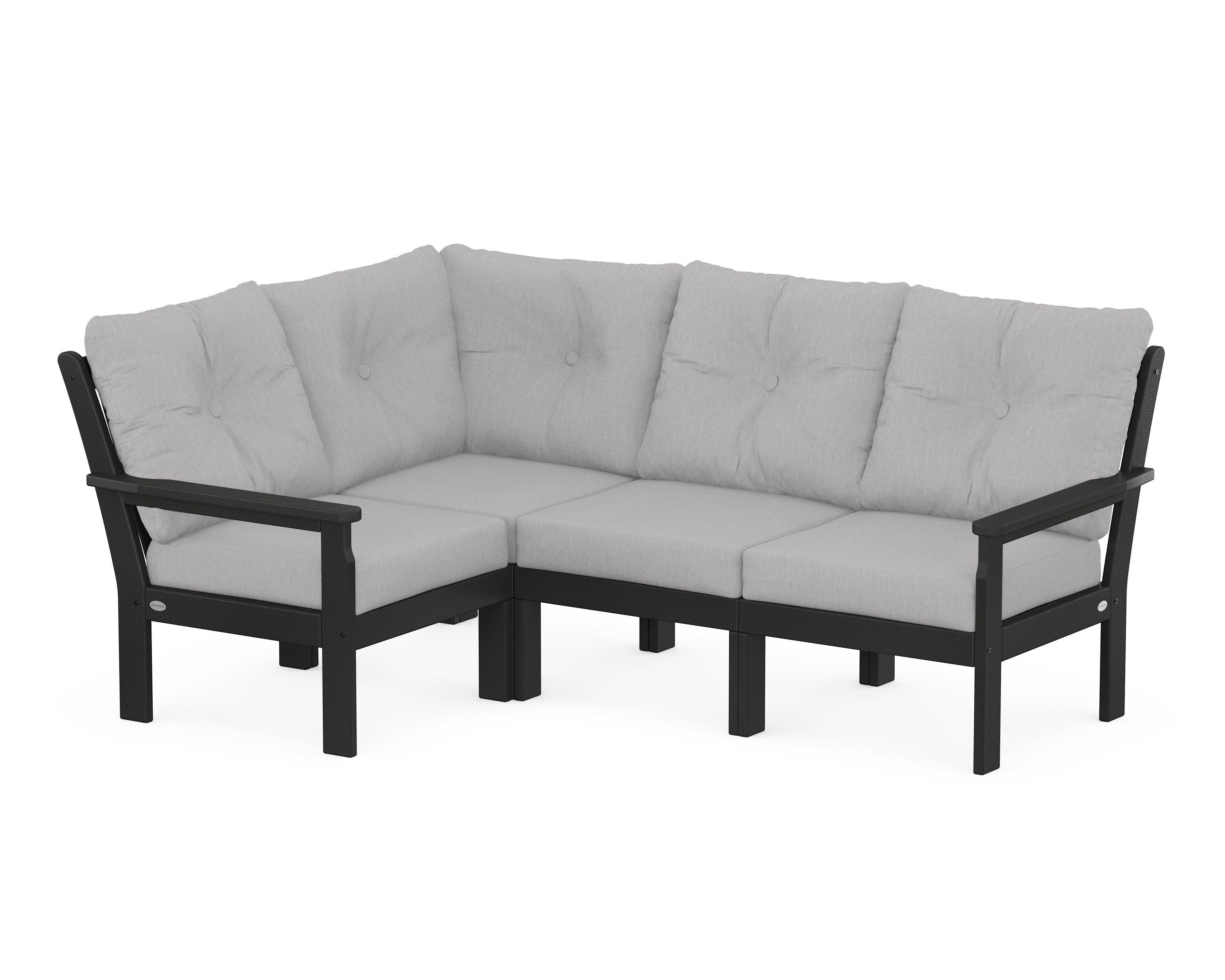 Vineyard 4-Piece Sectional in Black / Granite
