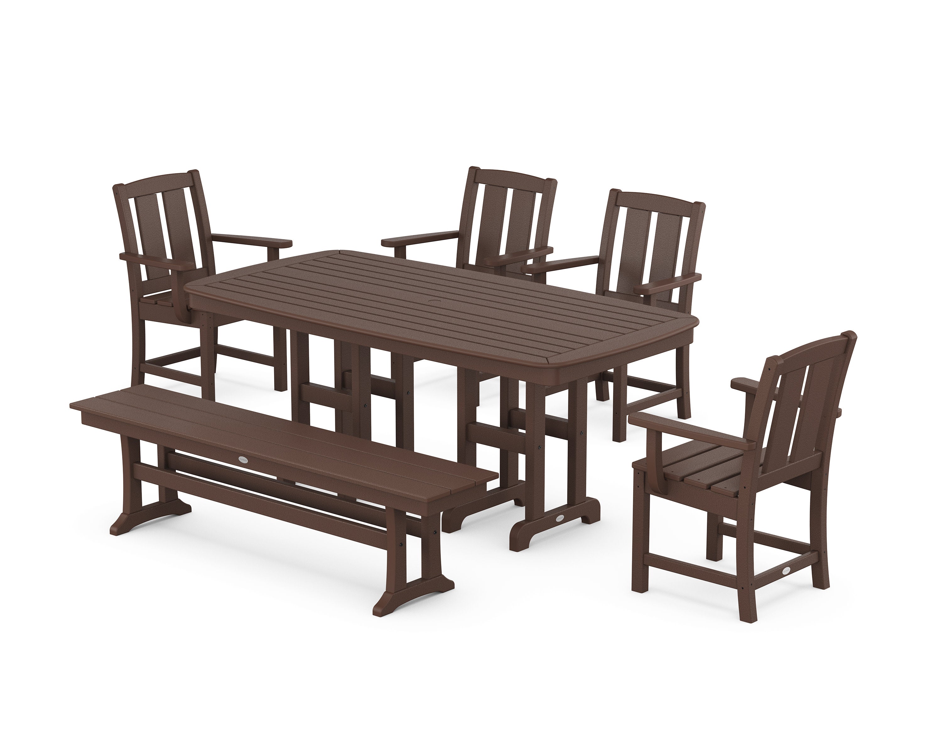Mission 6-Piece Dining Set with Bench in Mahogany