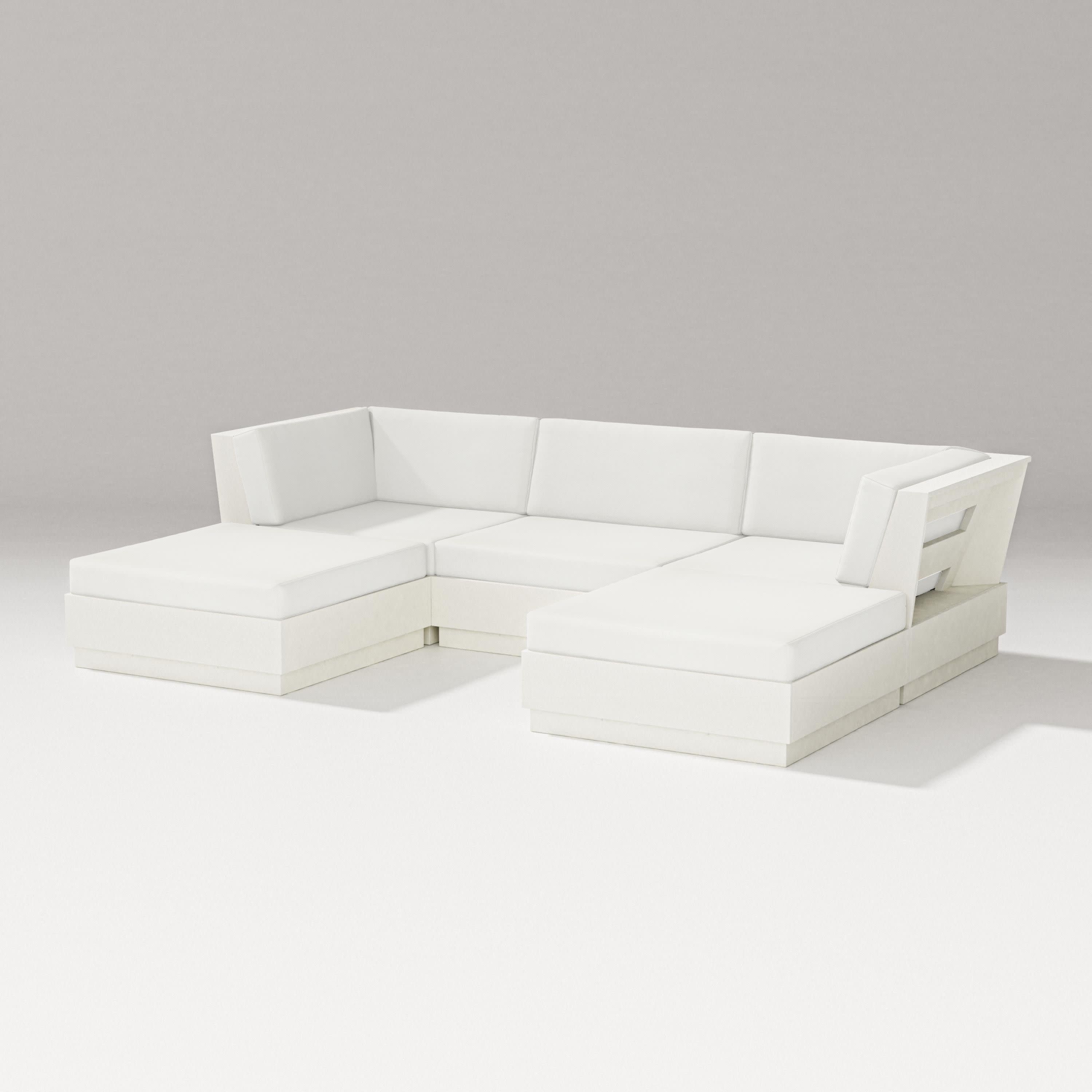 Elevate Double Chaise Sectional in Vintage White / Natural Linen