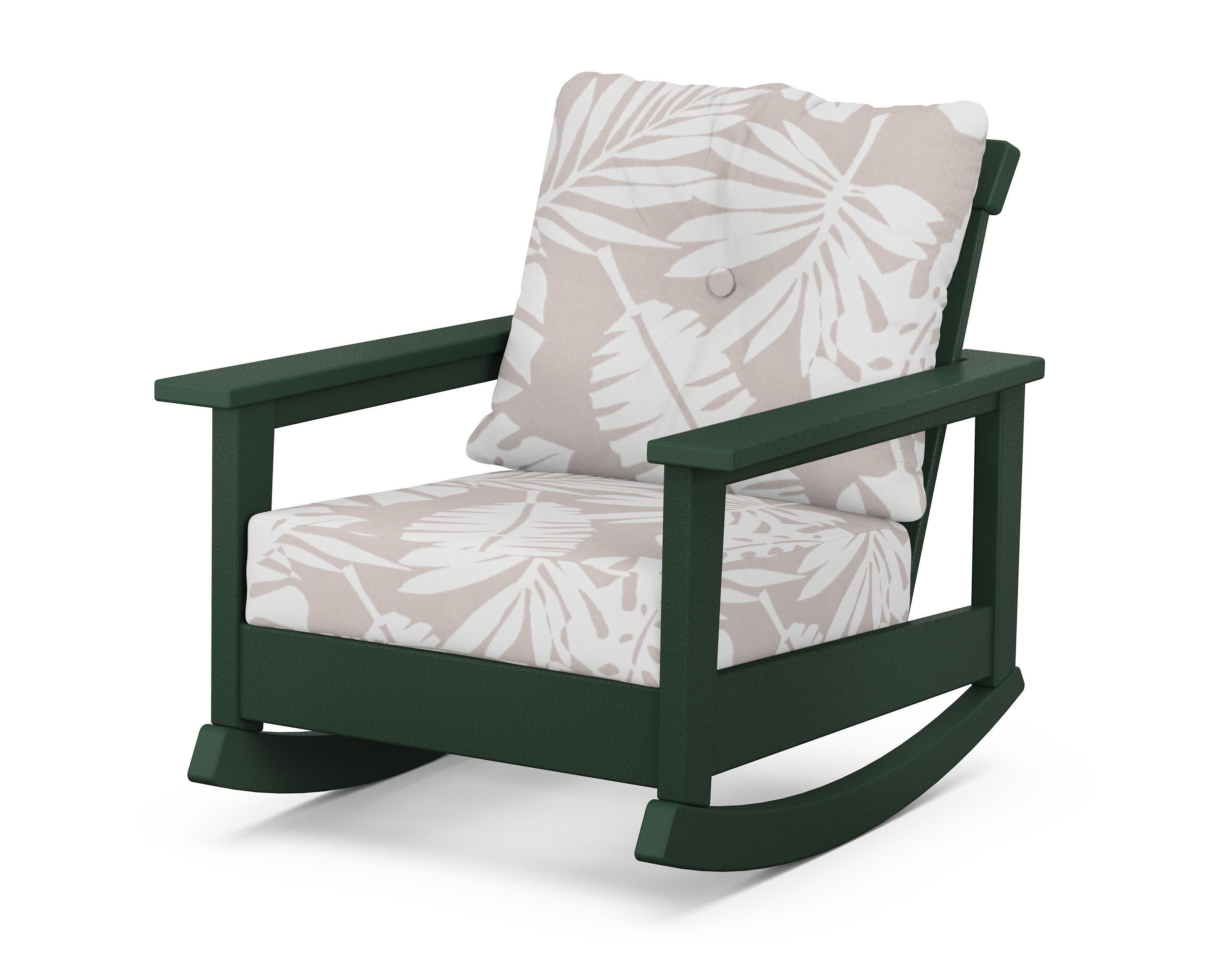 Prescott Deep Seating Rocking Chair in Green / Leaf Dune Burlap