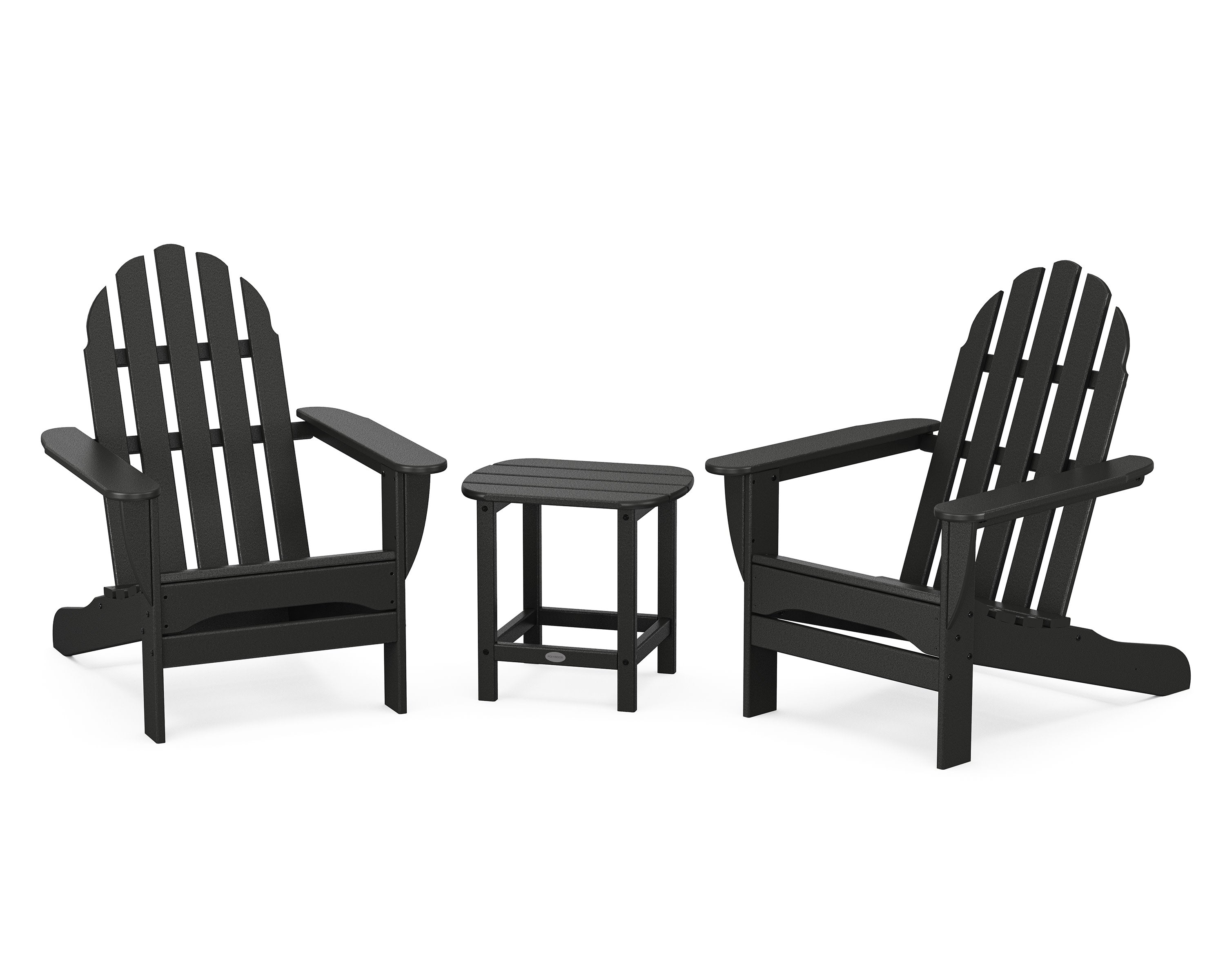 Classic Adirondack 3-Piece Set with South Beach 18" Side Table in Black