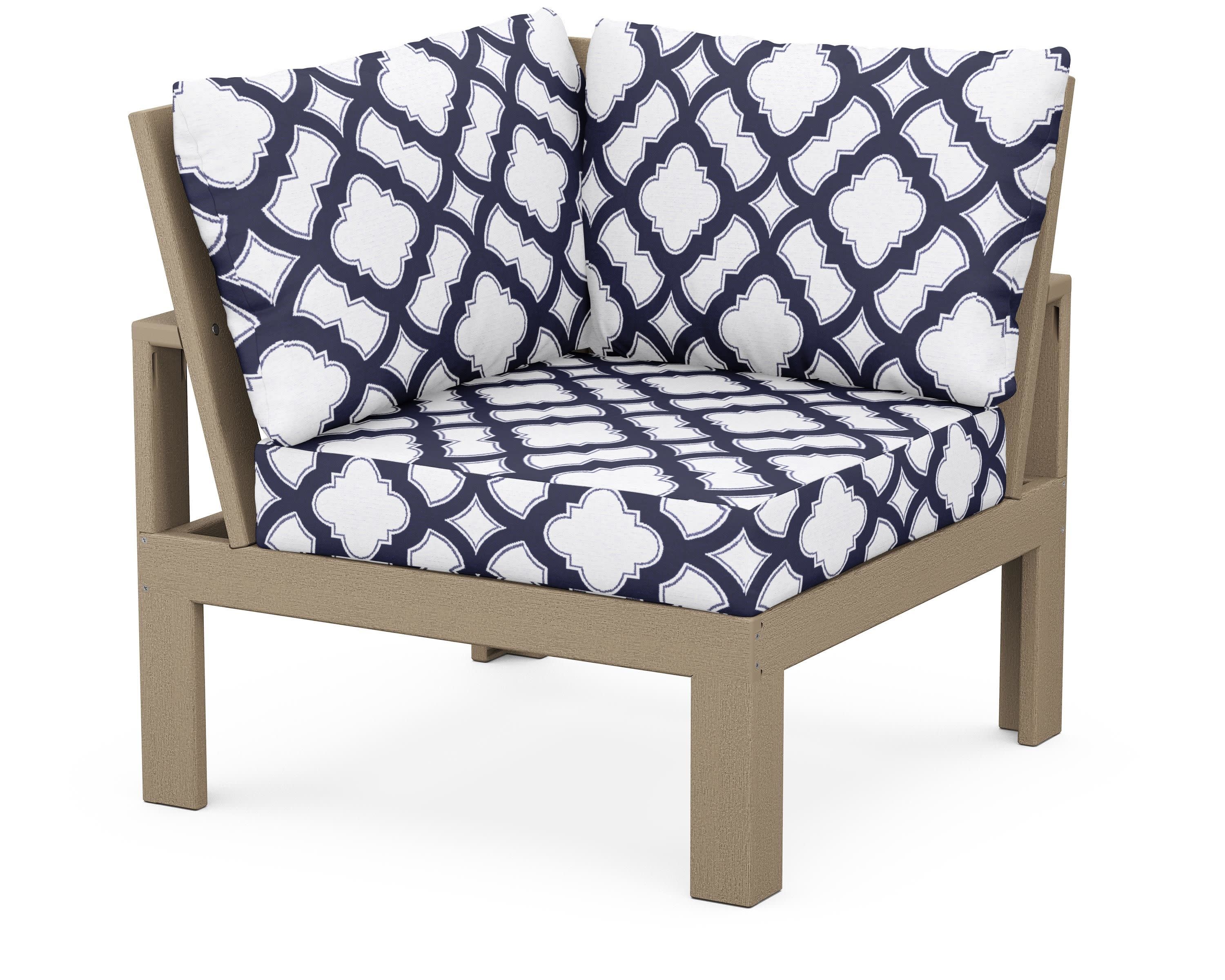 Modular Corner Chair in Vintage Sahara / Trellis Navy