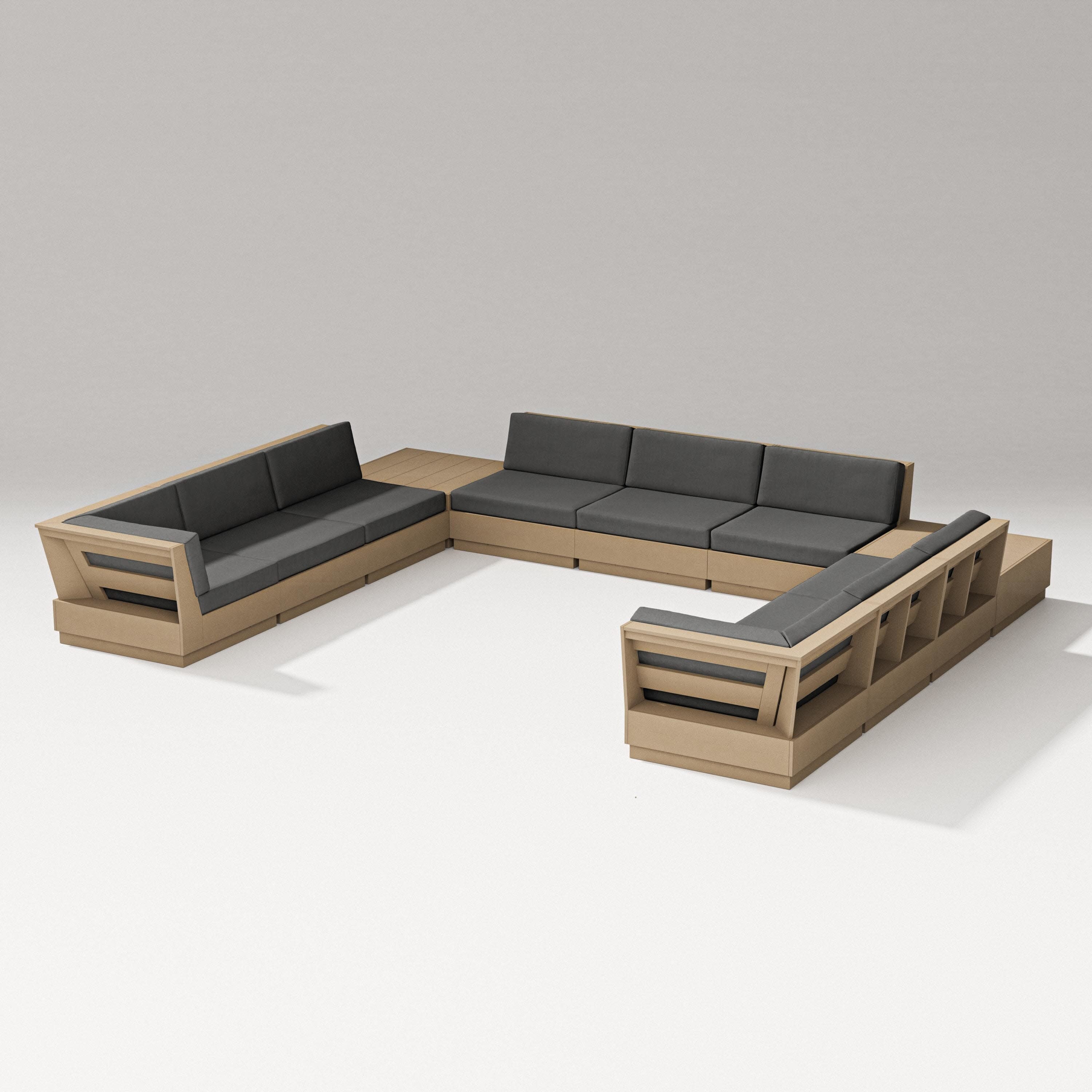 Elevate 11-Piece U-Shaped Sofa Sectional in Vintage Sahara / Spectrum Carbon