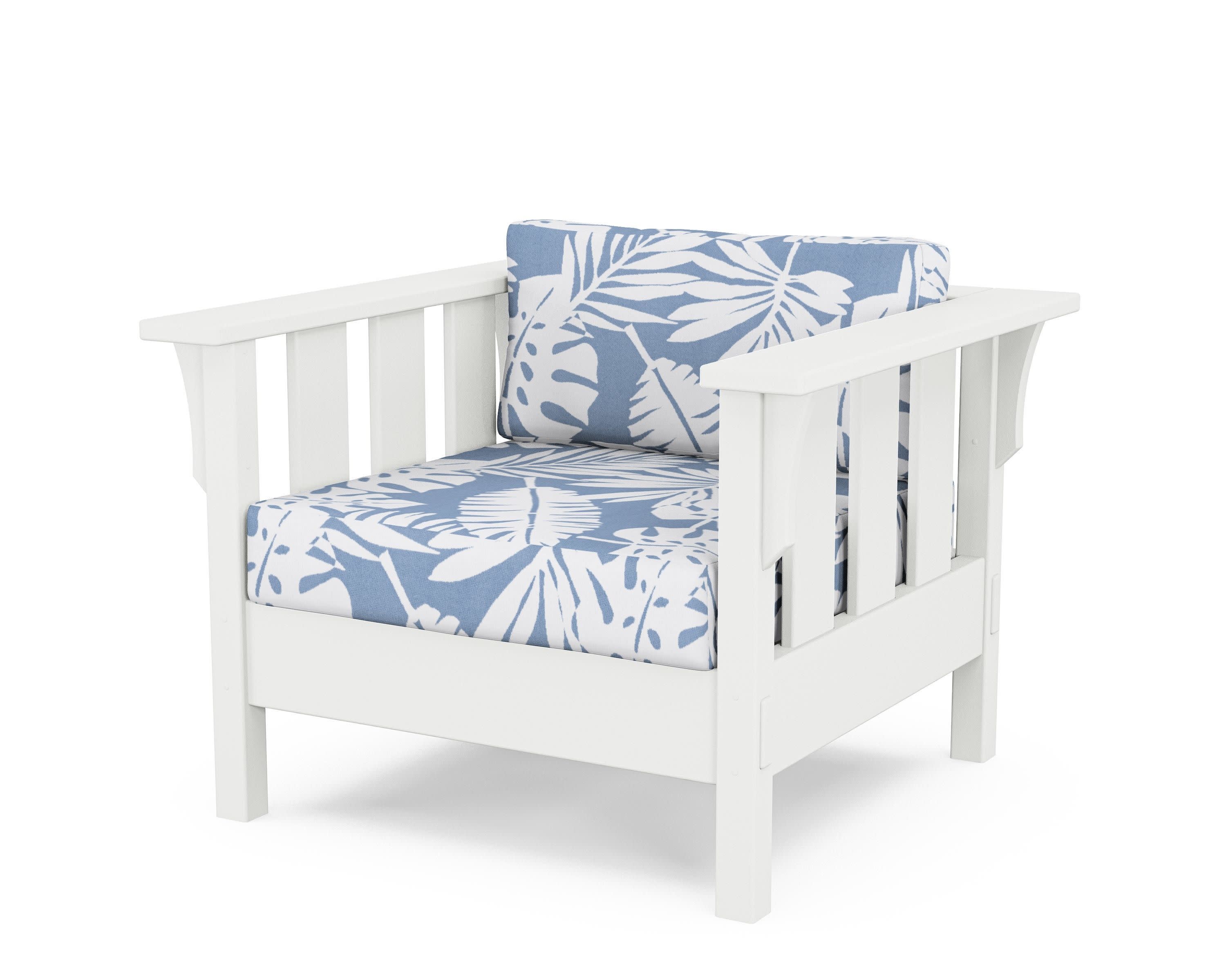 Acadia Deep Seating Chair in White / Leaf Sky Blue