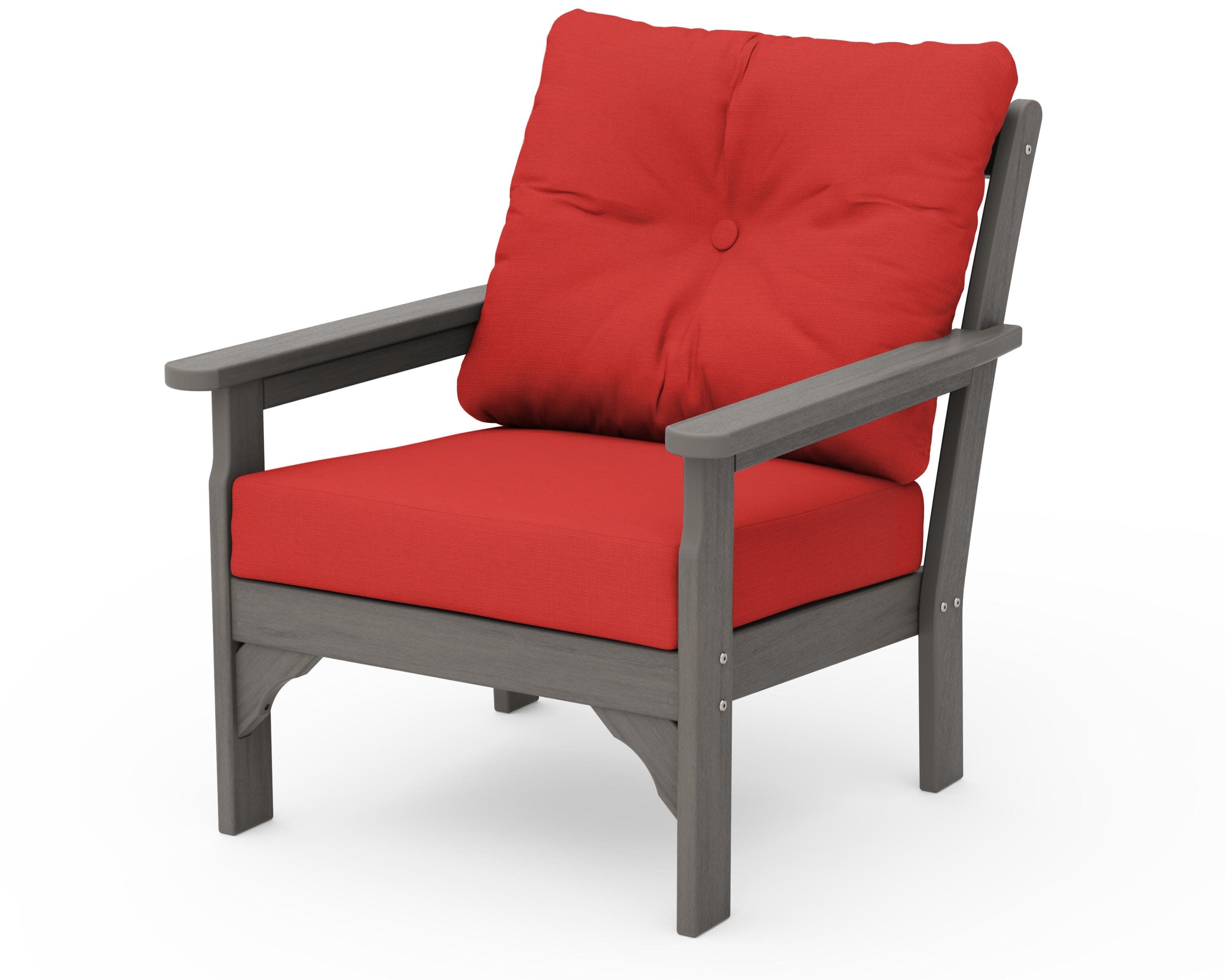 Vineyard Deep Seating Chair in Driftwood / Crimson Linen
