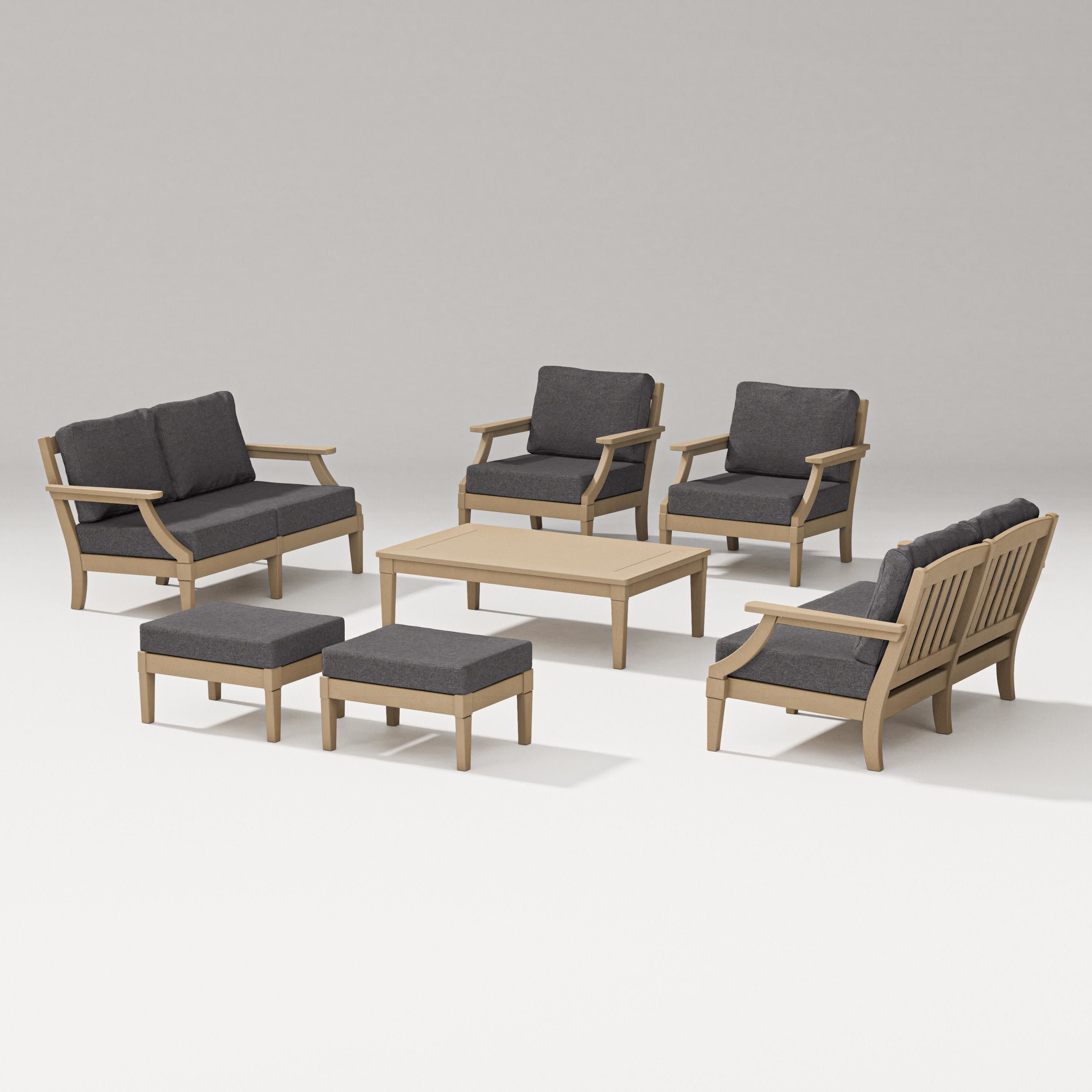 Estate 7-Piece Lounge Loveseat Set in Vintage Sahara / Ash Charcoal
