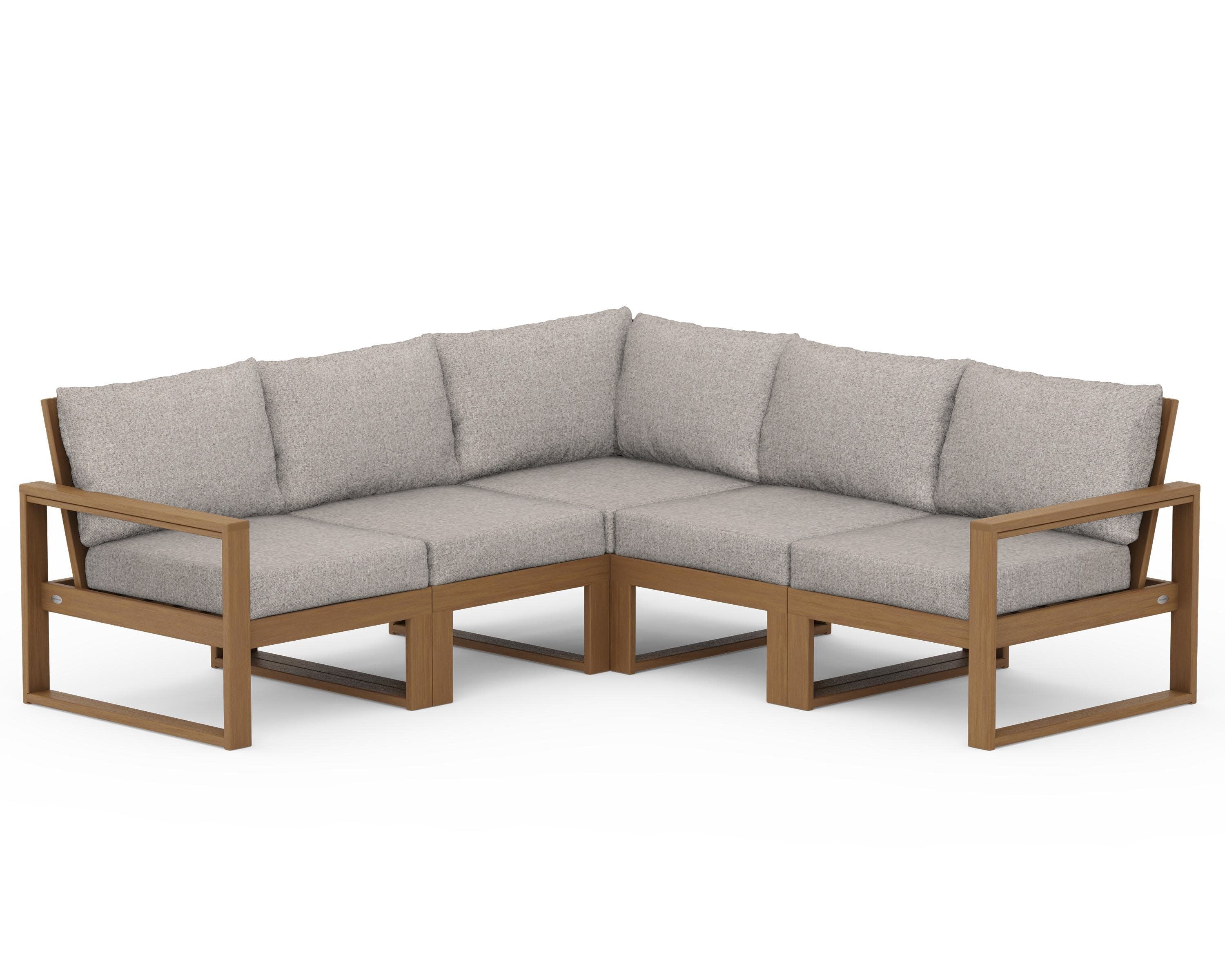 EDGE 5-Piece Modular Deep Seating Set in Natural / Weathered Tweed