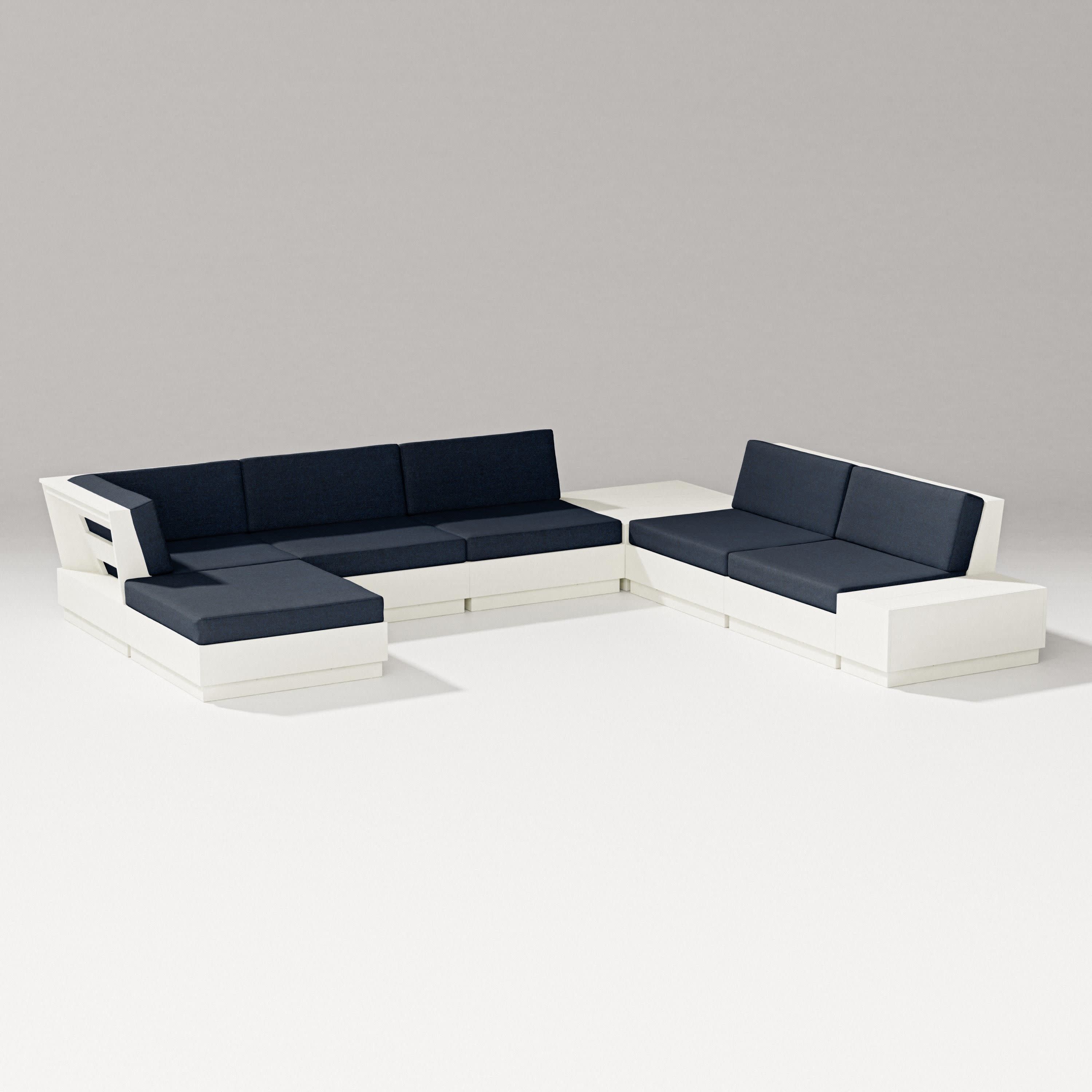 Elevate 8-Piece Corner Sectional in Vintage White / Marine Indigo