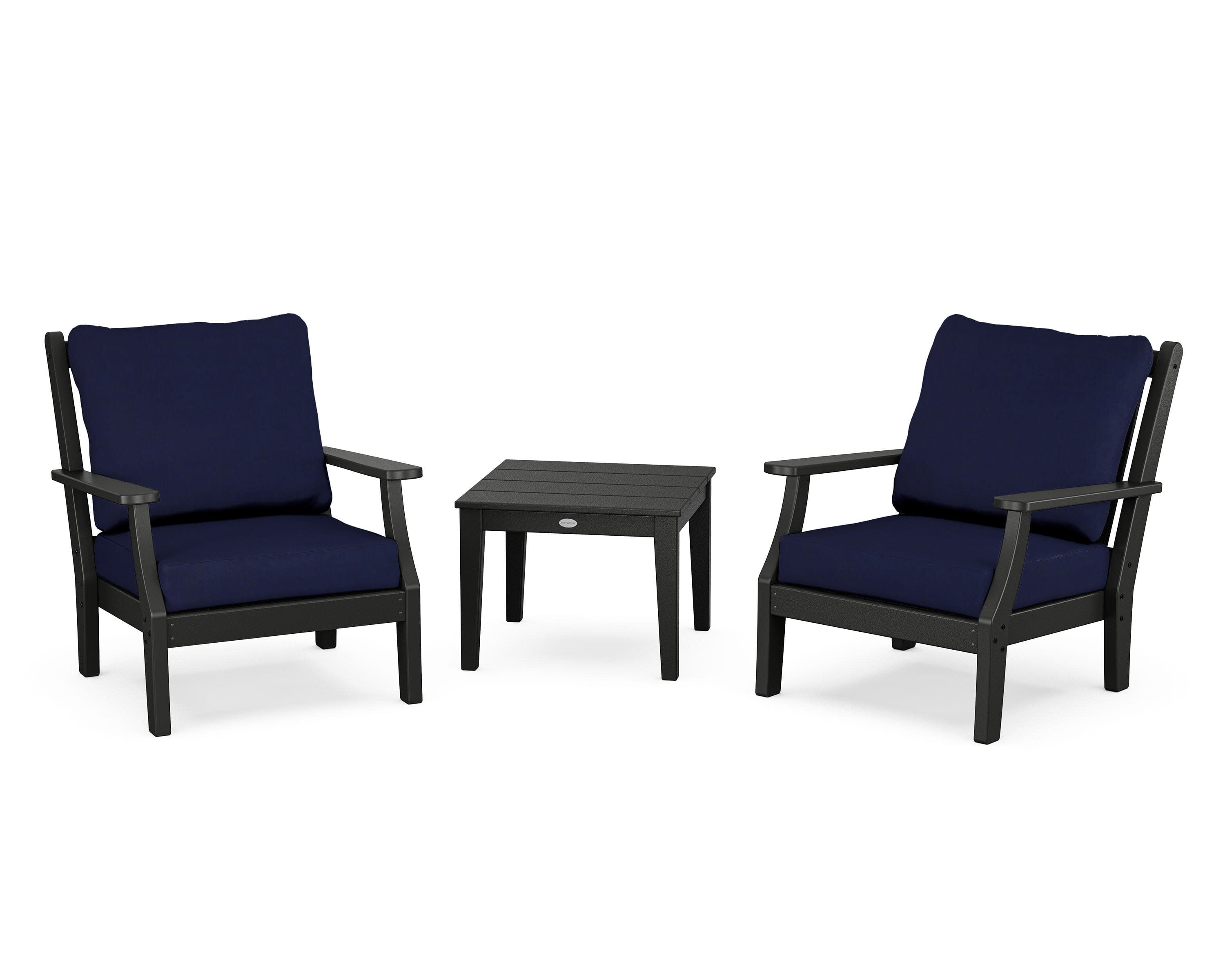 Wovendale 3-Piece Deep Seating Set in Black / Navy
