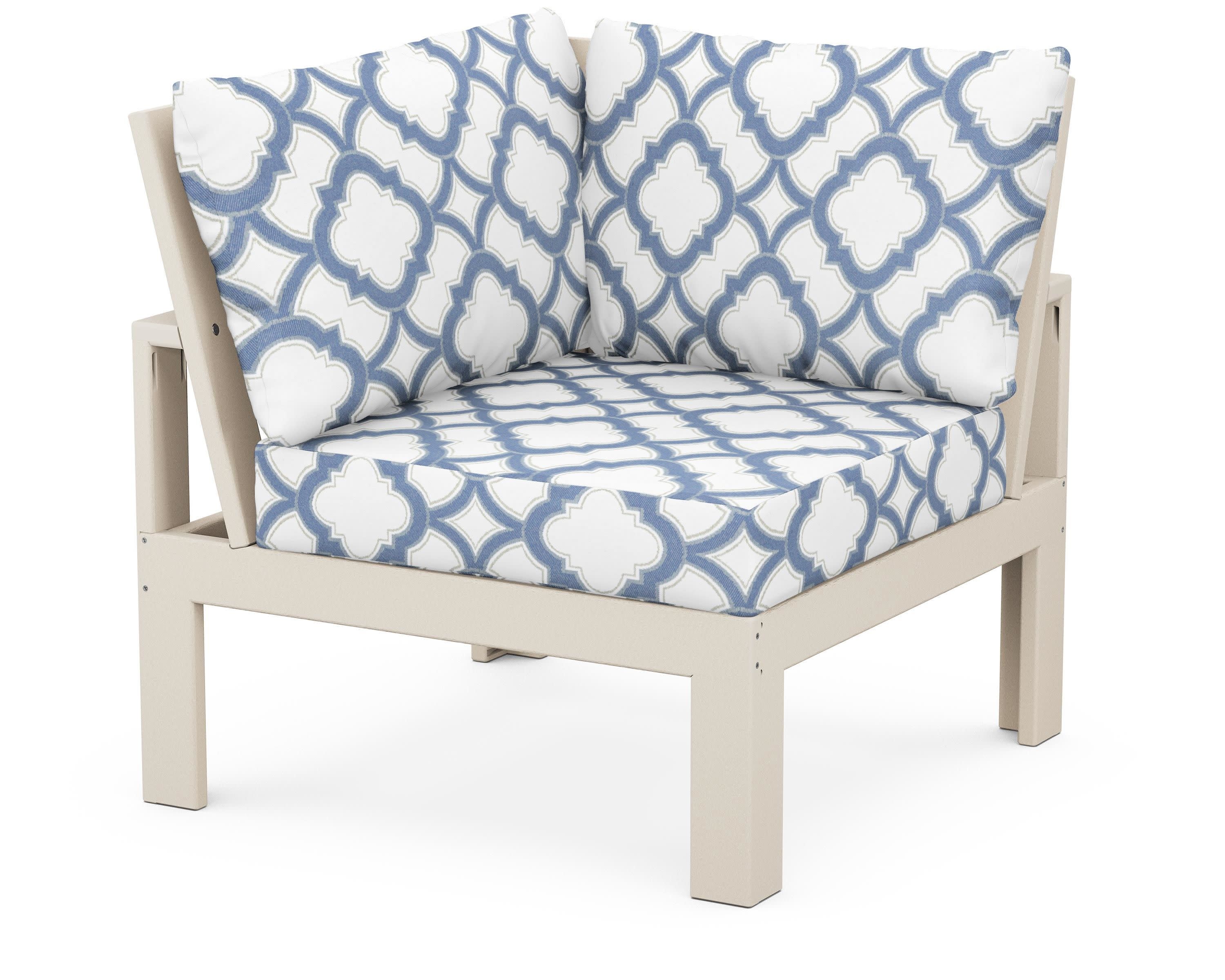 Modular Corner Chair in Sand / Trellis Sky Blue