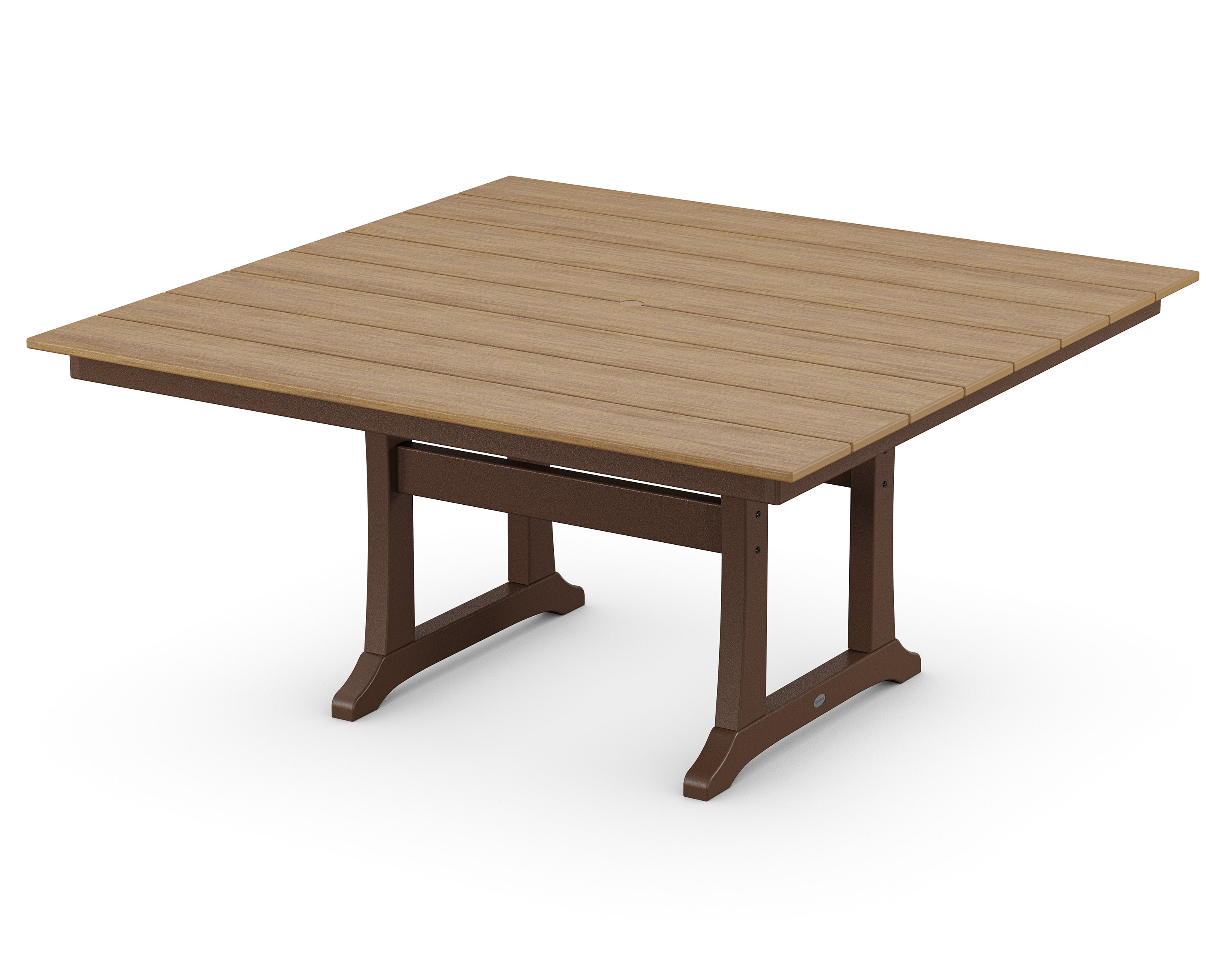 Farmhouse Trestle 59" Dining Table in Mahogany / Natural