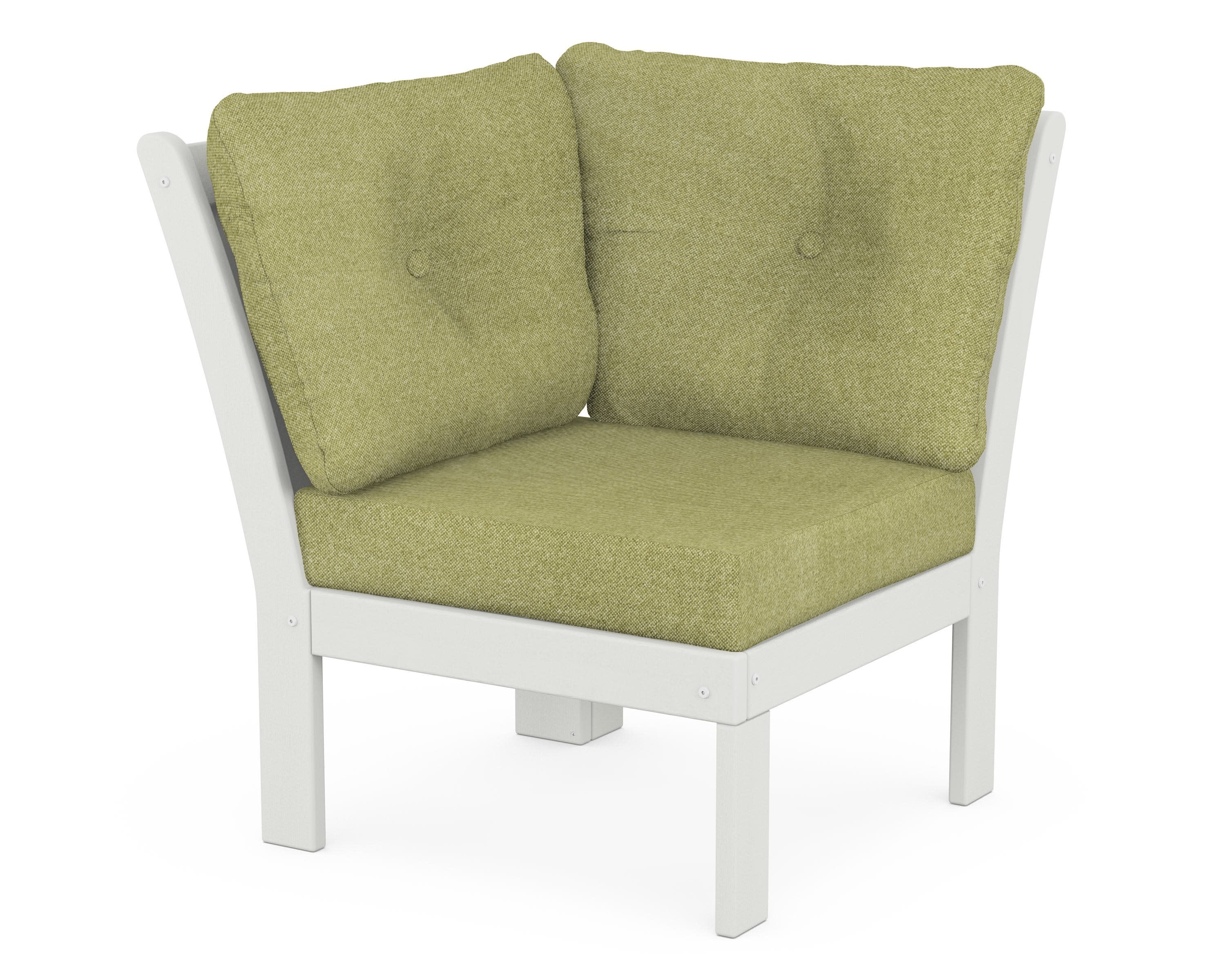 Vineyard Modular Corner Chair in Vintage White / Chartreuse Boucle