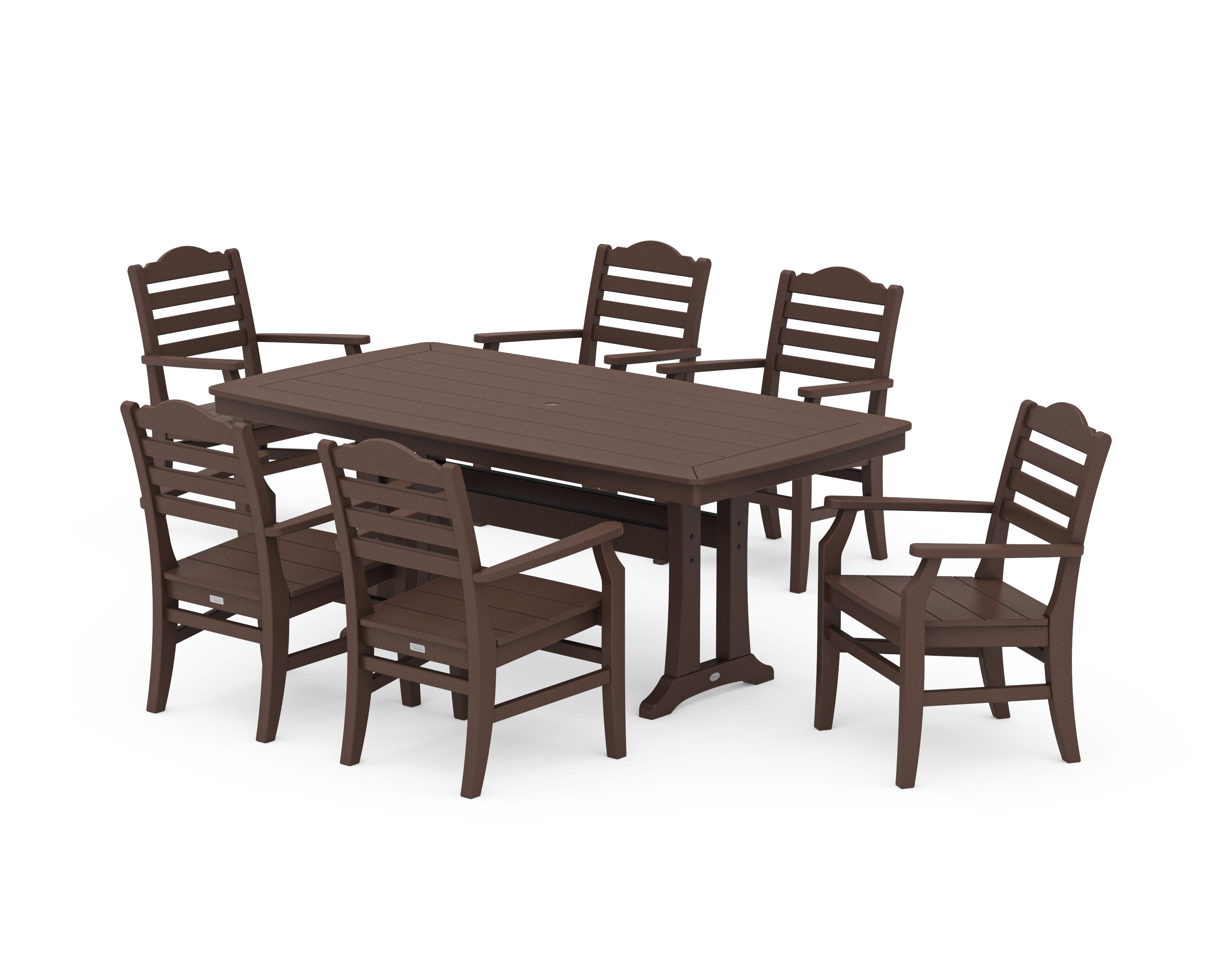 Savannah Arm Chair 7-Piece Dining Set with Trestle Legs in Mahogany