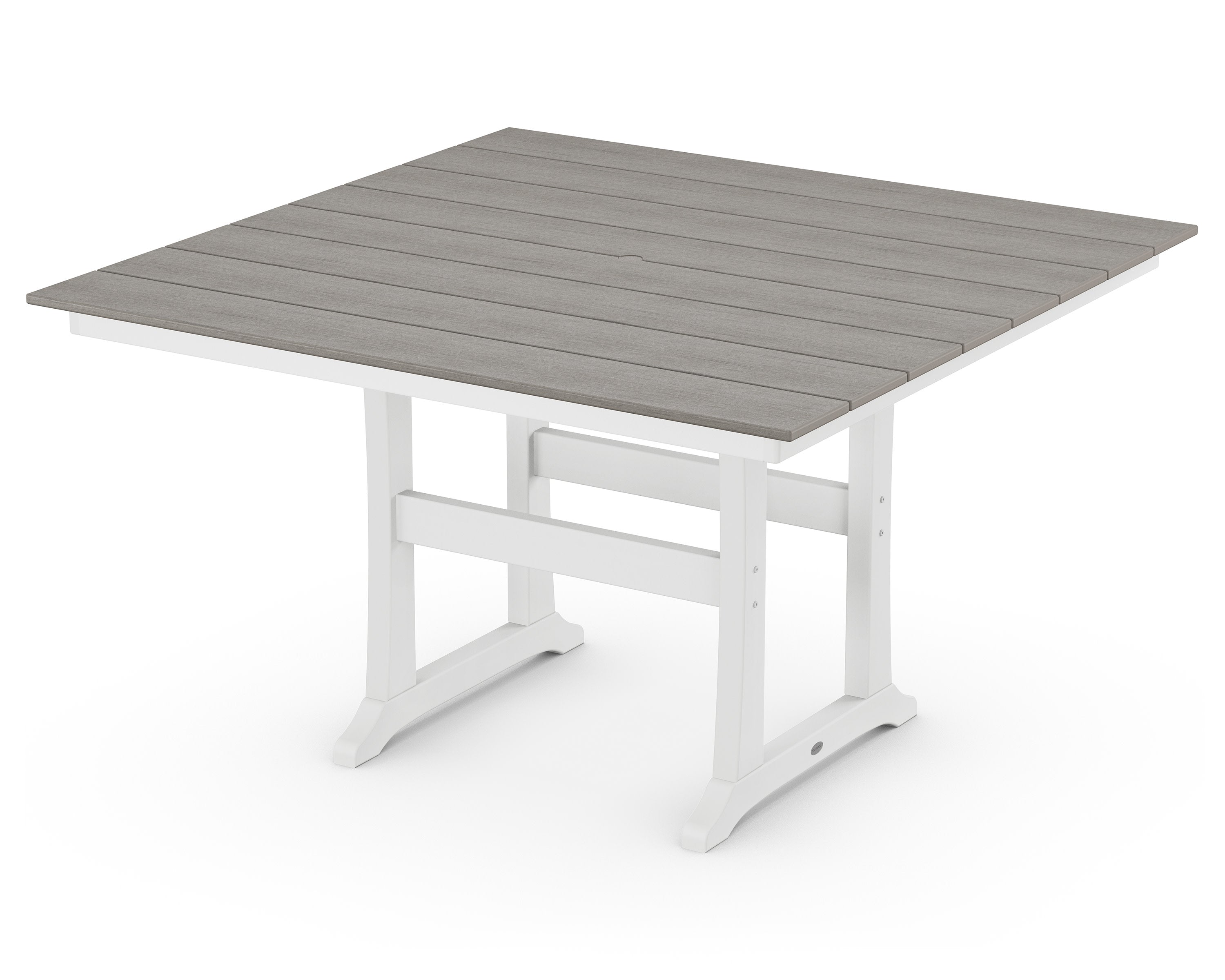 Farmhouse Trestle 59" Counter Table in White / Driftwood