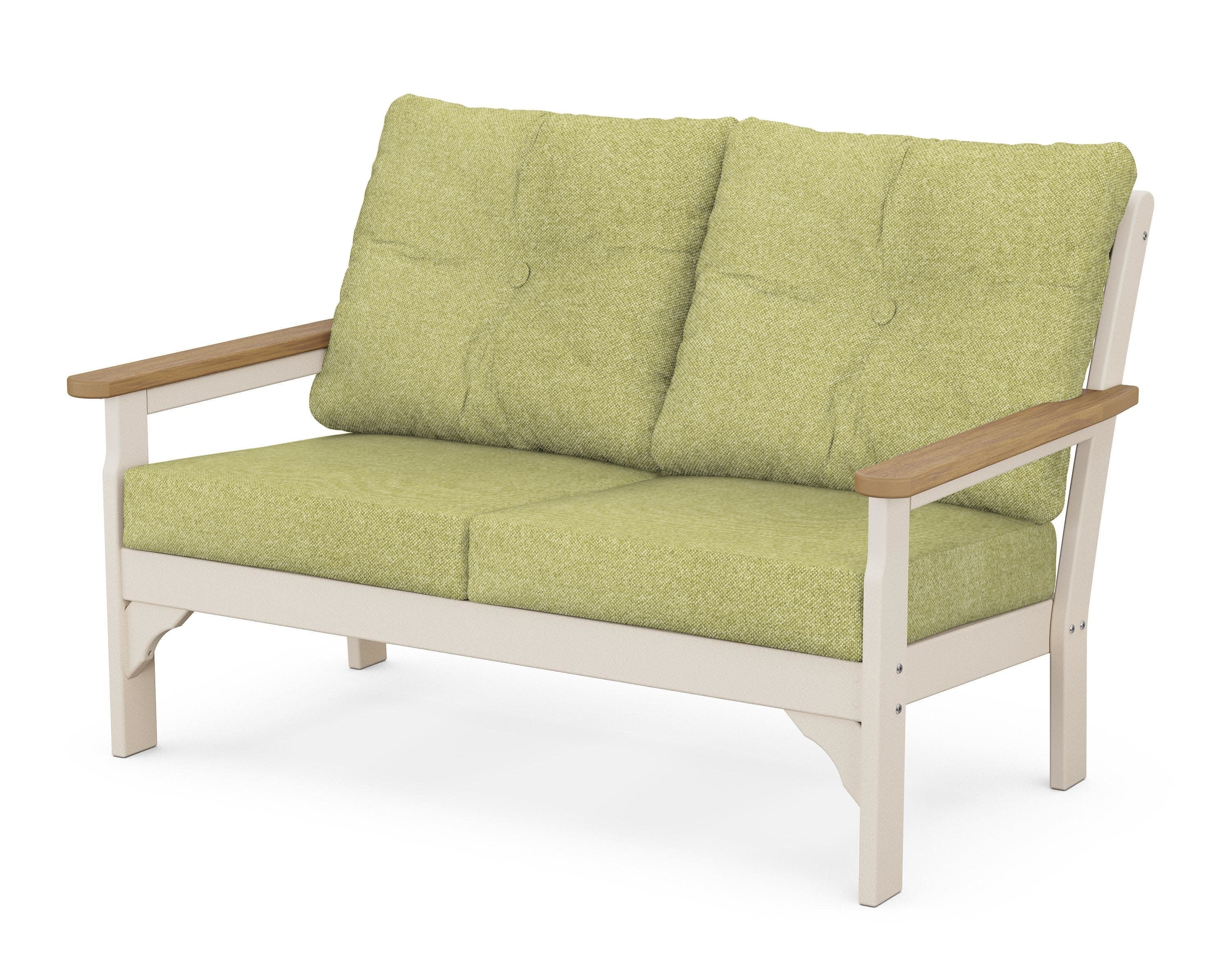 Vineyard Deep Seating Loveseat in Sand / Natural / Chartreuse Boucle