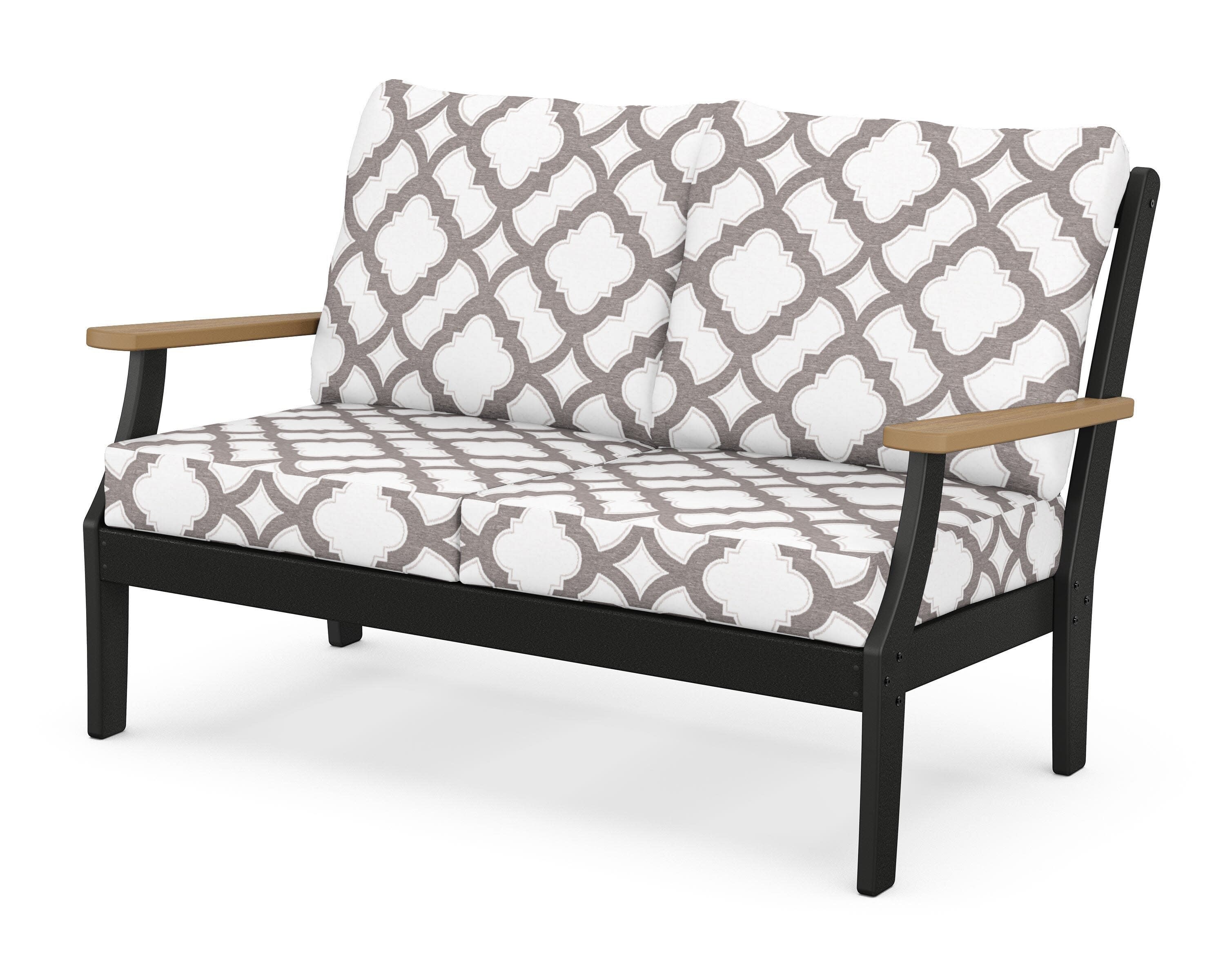 Braxton Deep Seating Loveseat in Black / Natural / Trellis Grey Mist