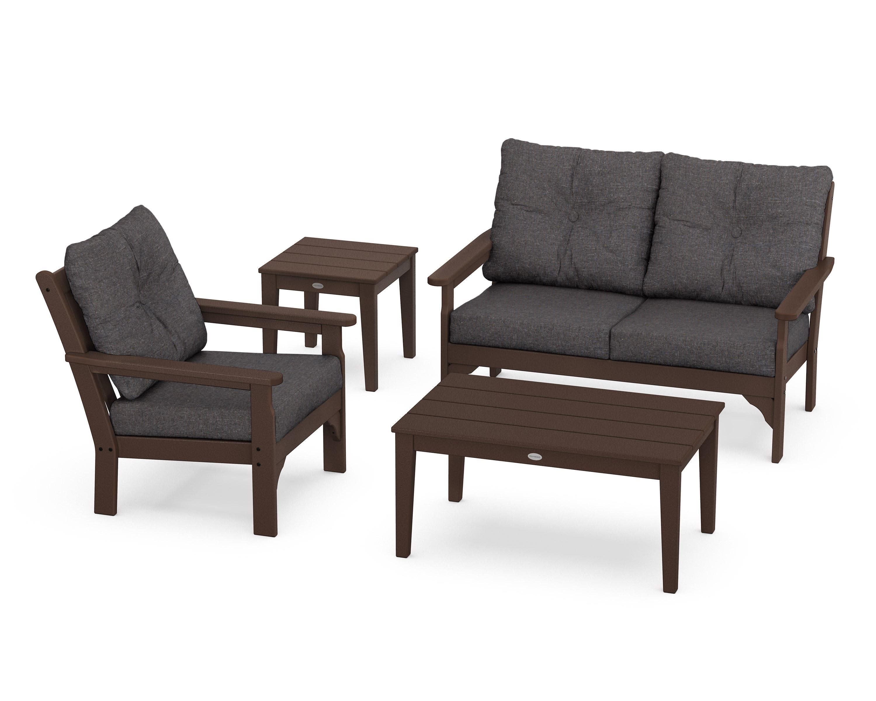 Vineyard 4-Piece Deep Seating Set in Mahogany / Ash Charcoal